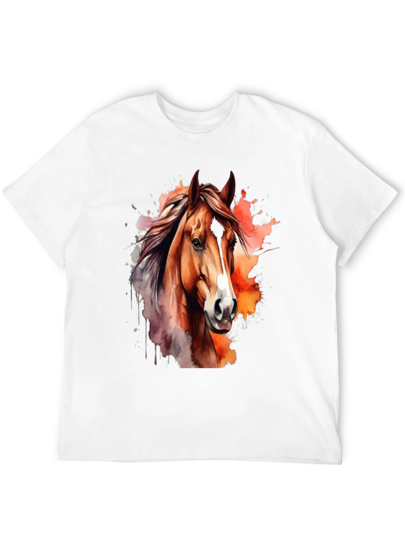Camiseta Negra con Diseño de Caballo Acuarela
