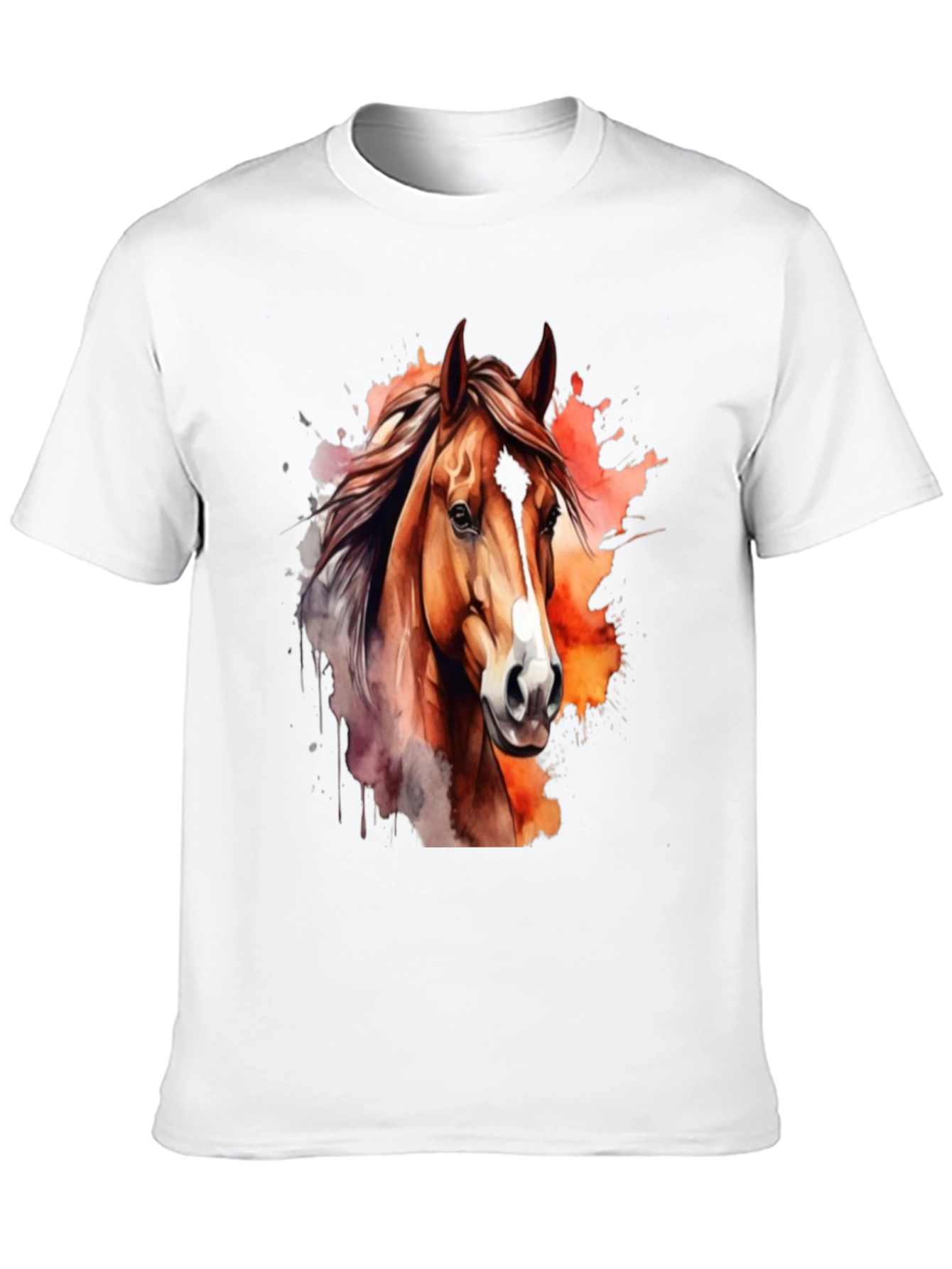 Camiseta Negra con Diseño de Caballo Acuarela