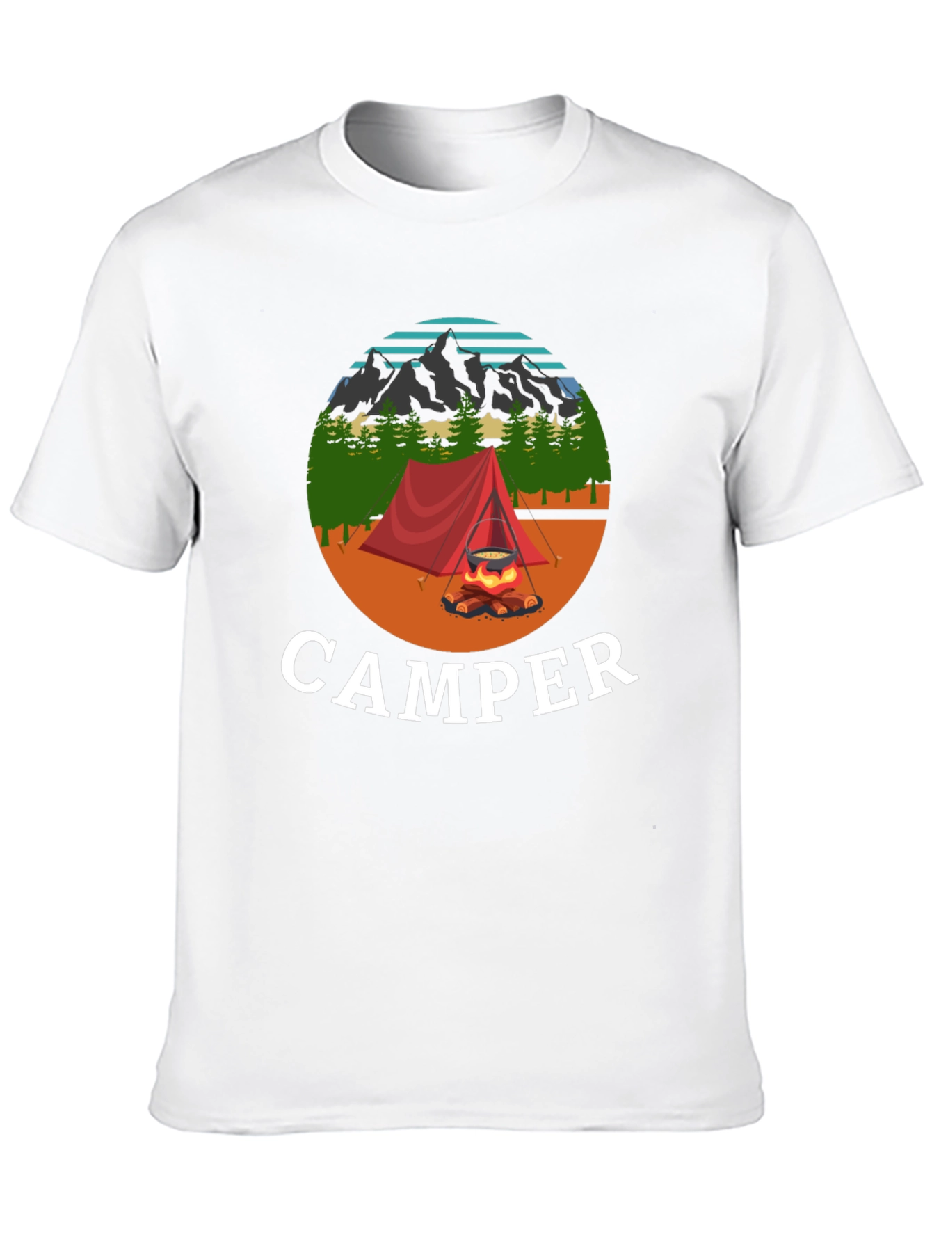 Camiseta Negra con Diseño de Camping para Hombre