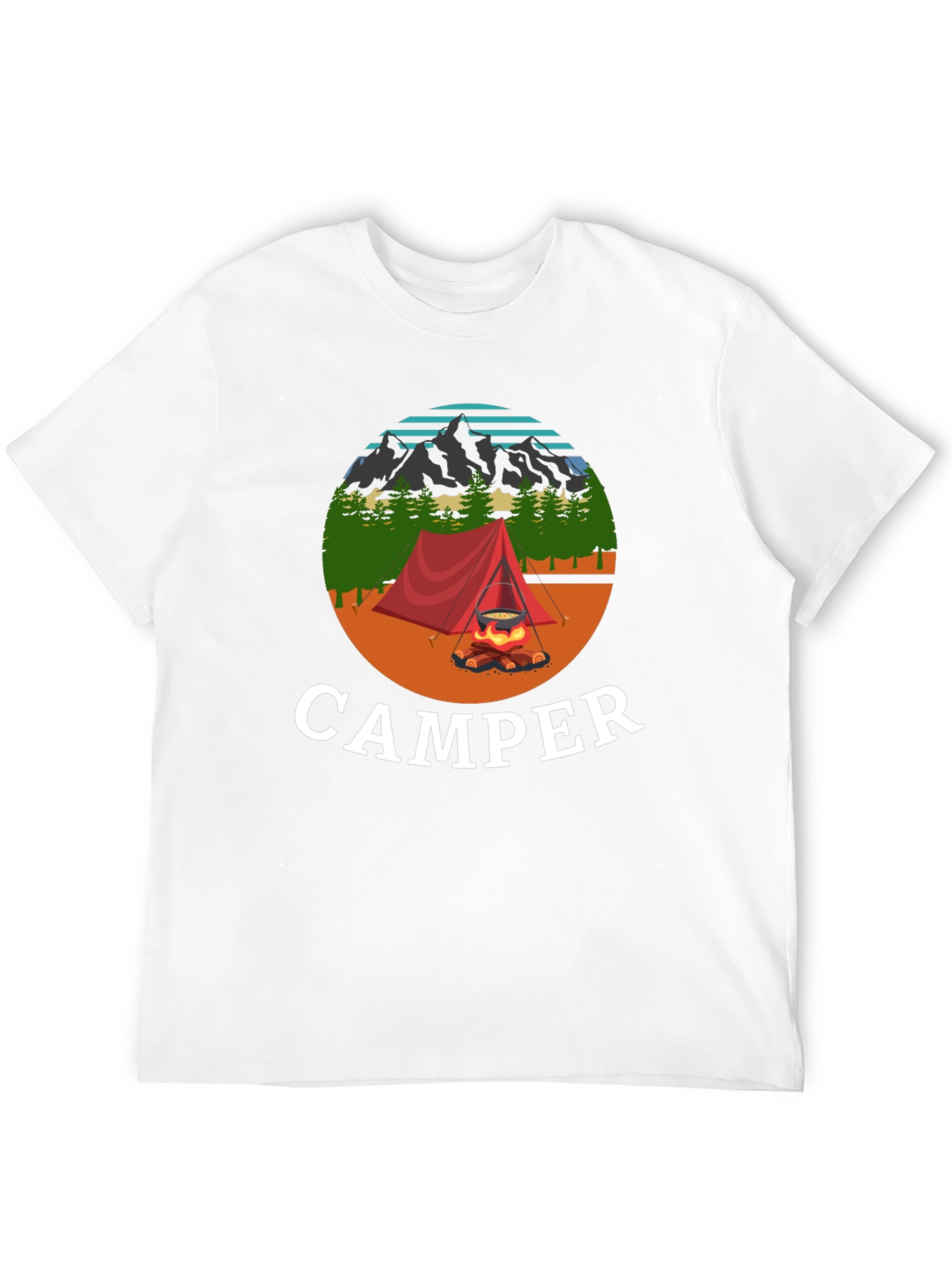 Camiseta Negra con Diseño de Camping para Hombre