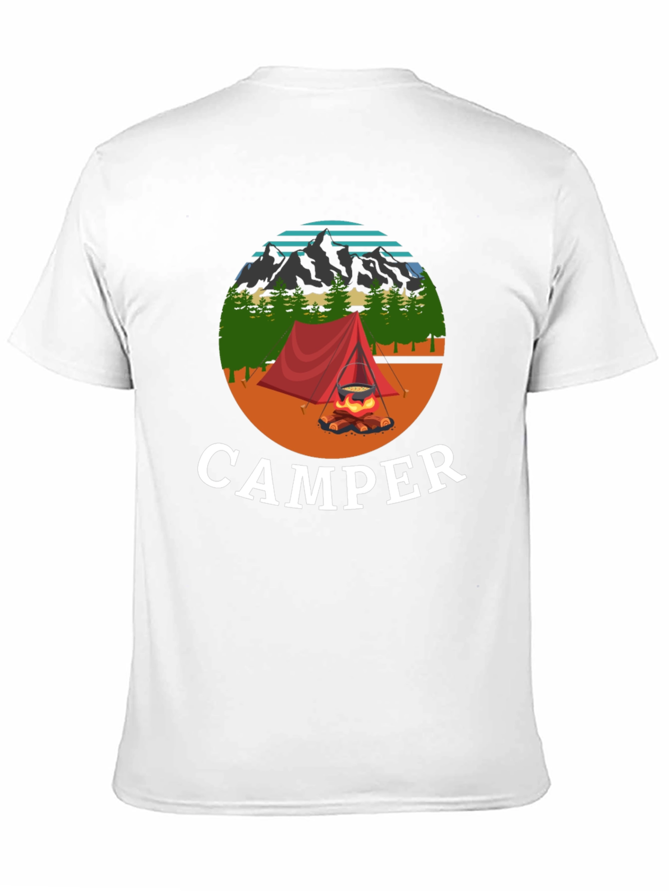 Camiseta Negra con Diseño de Camping para Hombre