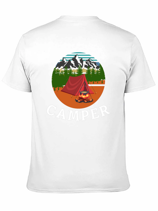 Camiseta Negra con Diseño de Camping para Hombre
