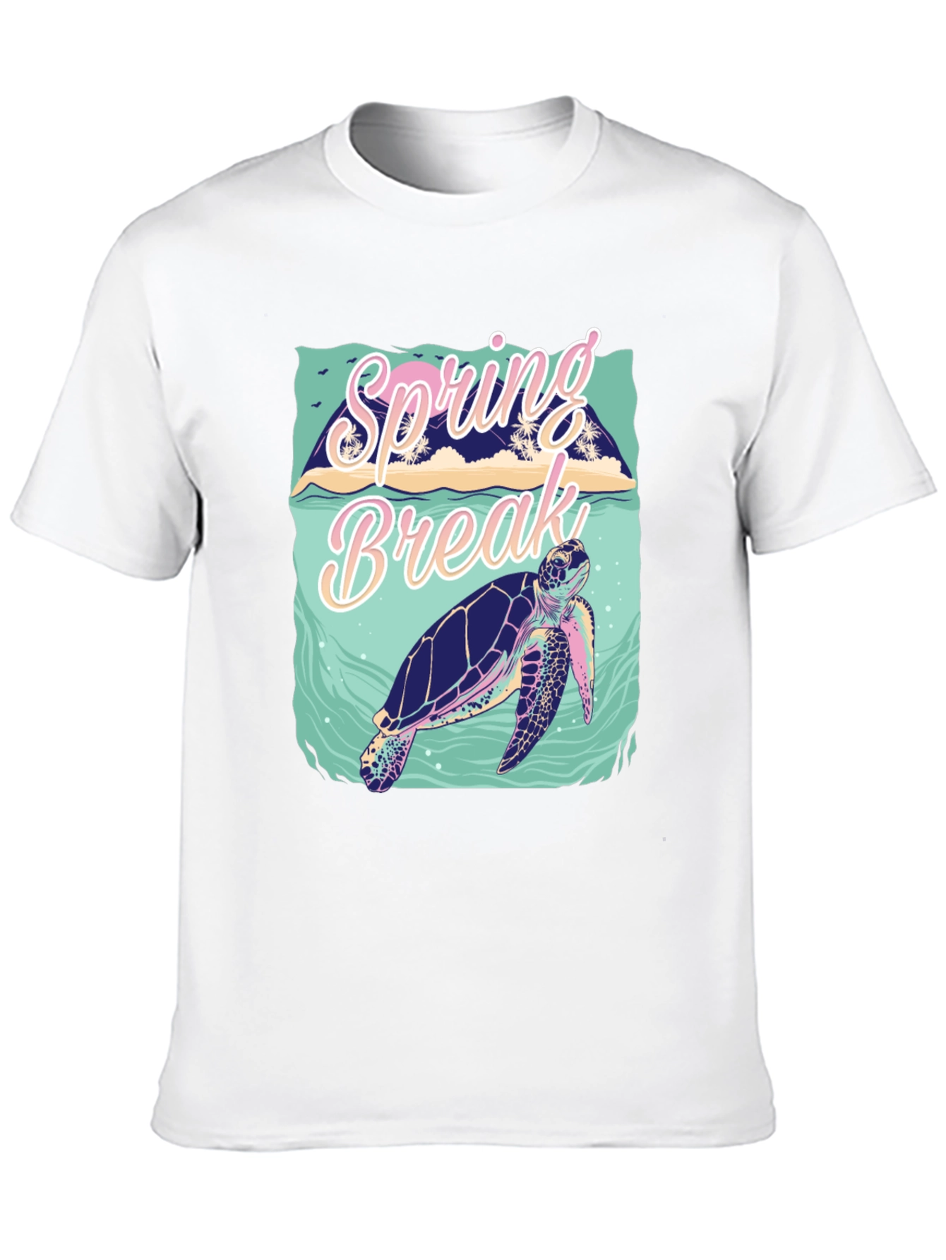 Camiseta Negra Estampada Spring Break Tortuga Marina