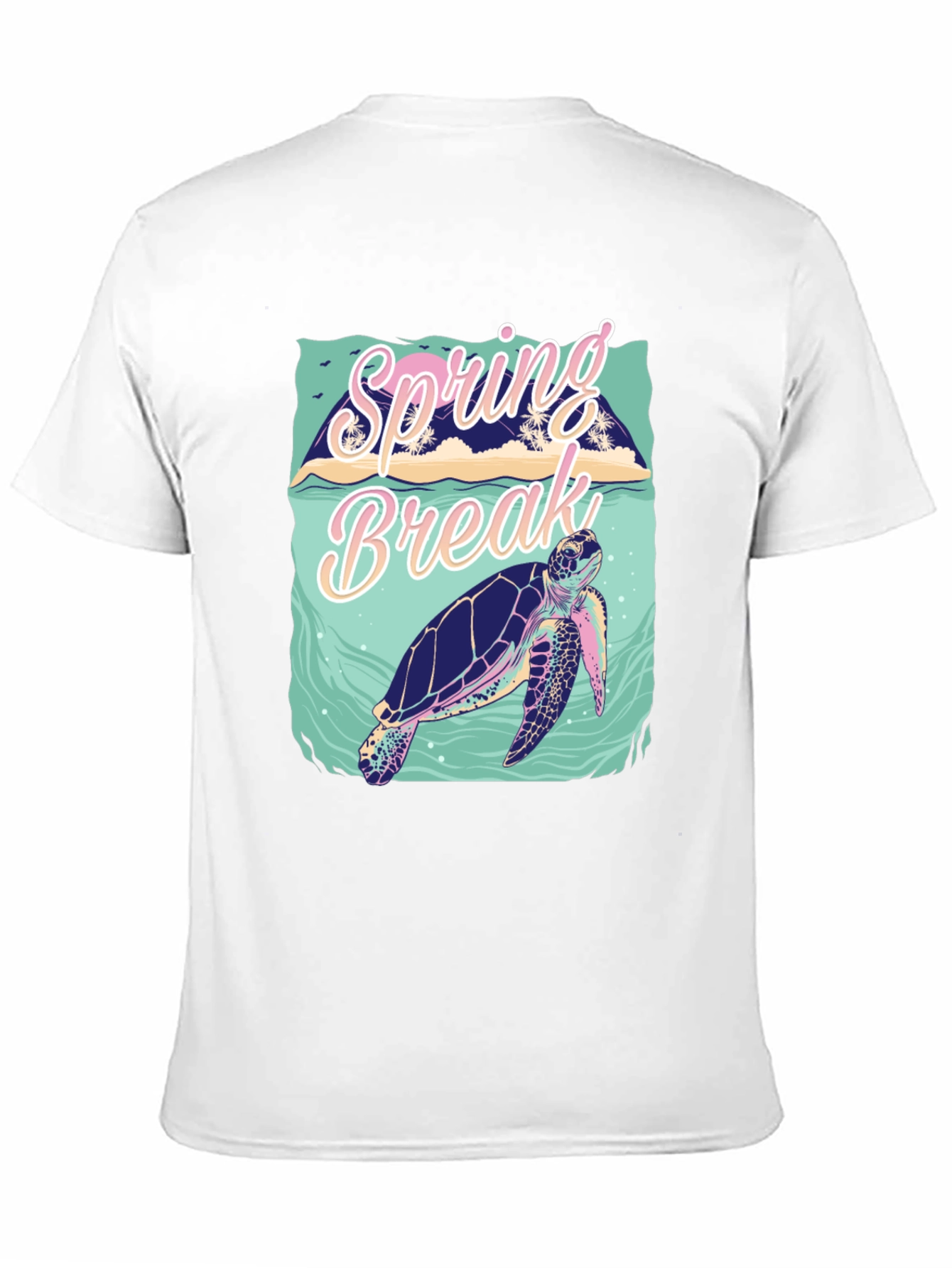 Camiseta Negra Estampada Spring Break Tortuga Marina