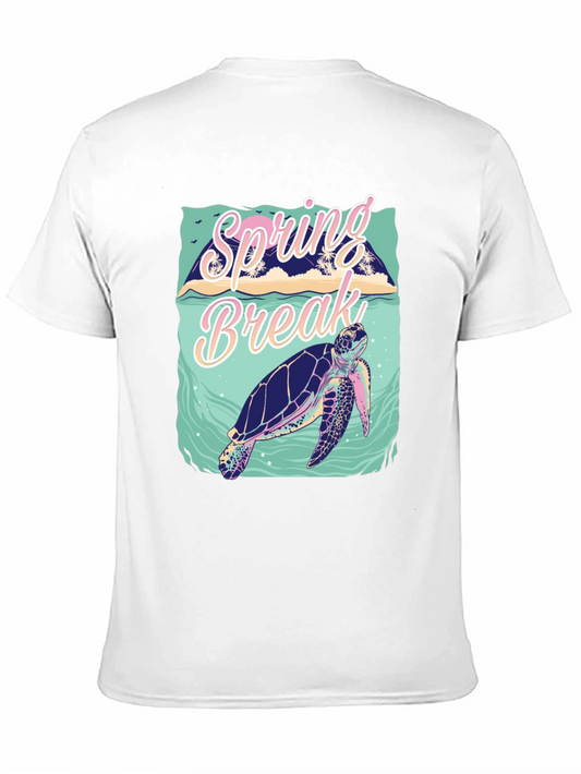 Camiseta Negra Estampada Spring Break Tortuga Marina