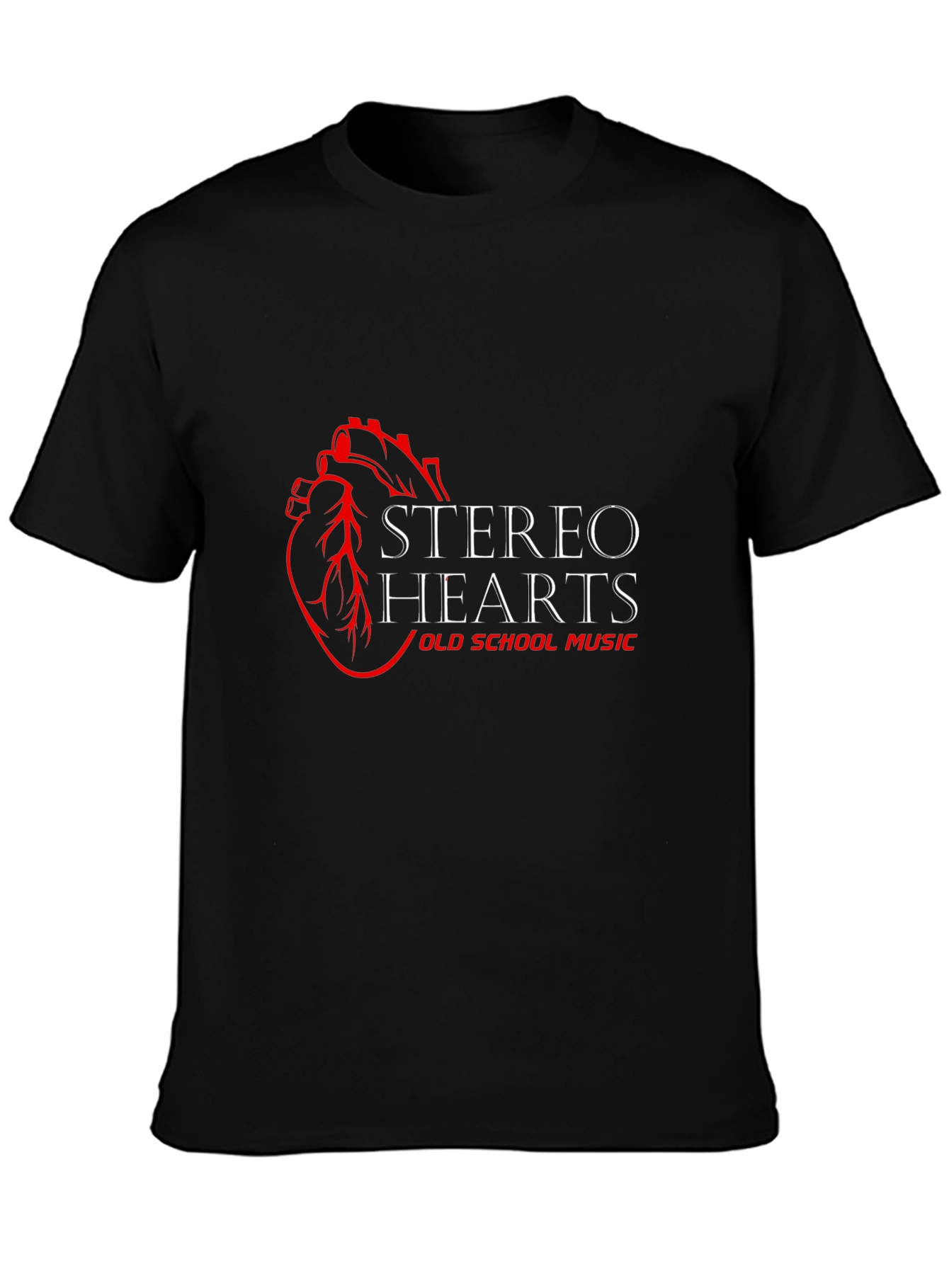 Camiseta Negra Stereo Hearts Old School Music