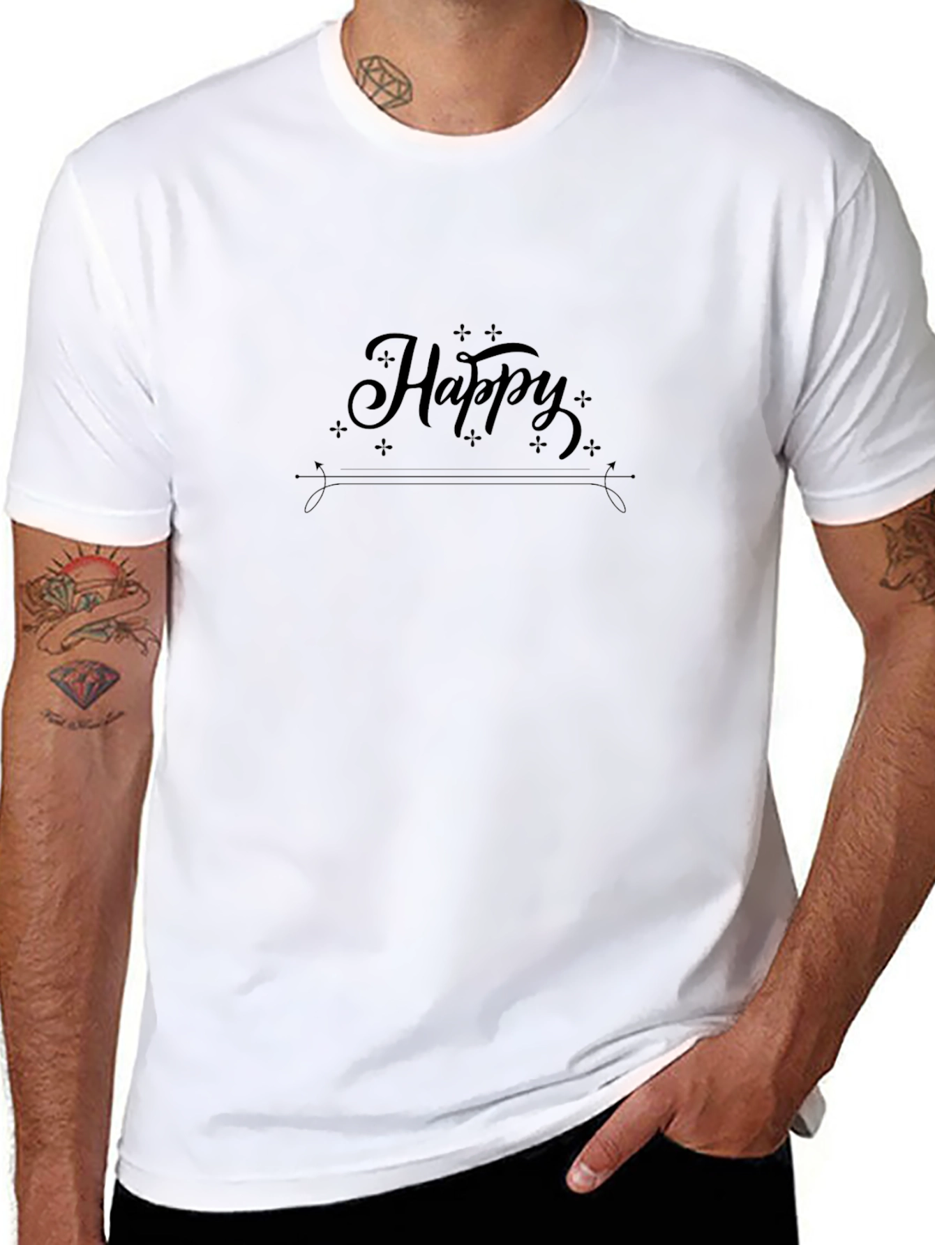 Camiseta Negra Hombre - Diseño Happy