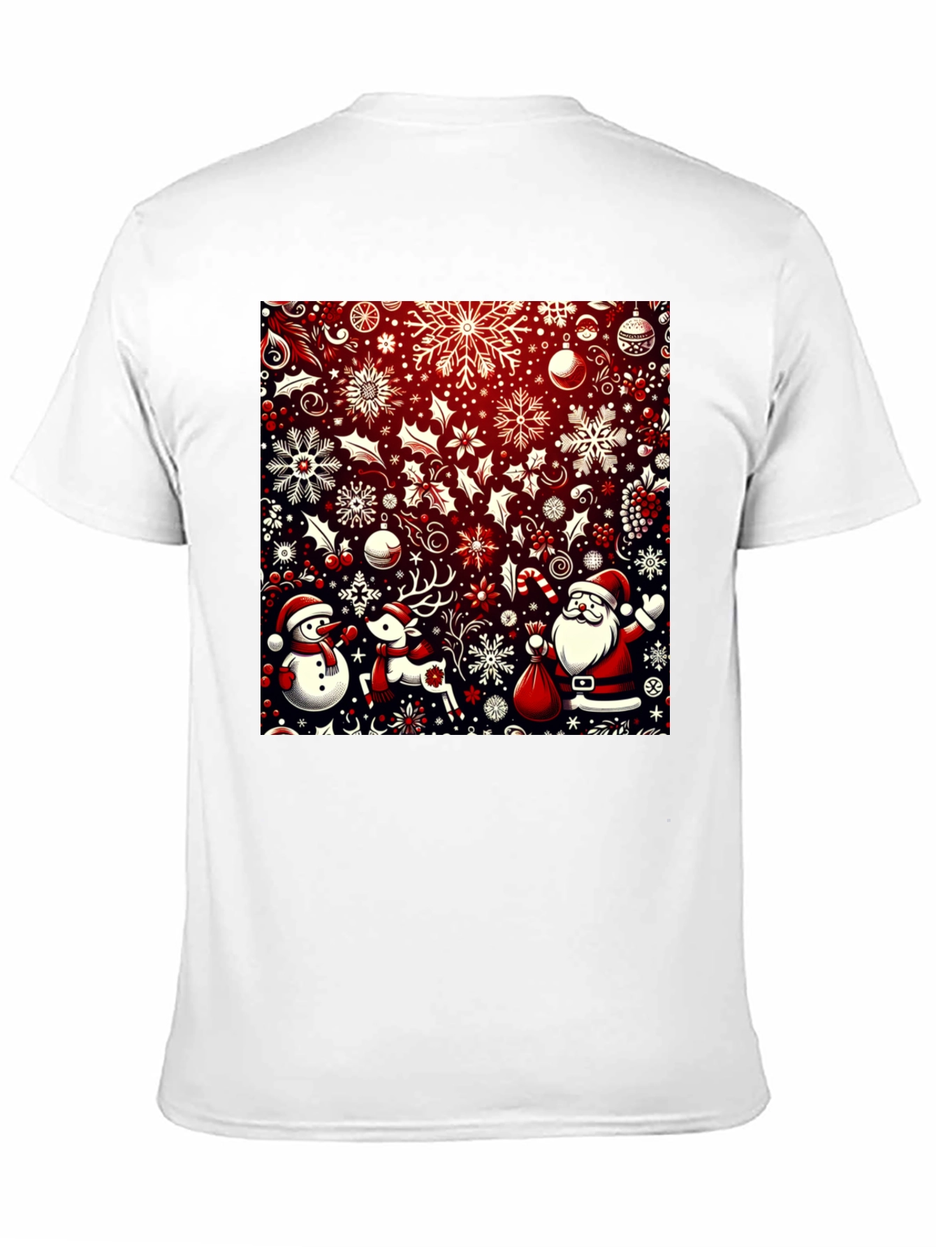 Camiseta Festiva Navideña: Santa Reno y Muñeco de Nieve