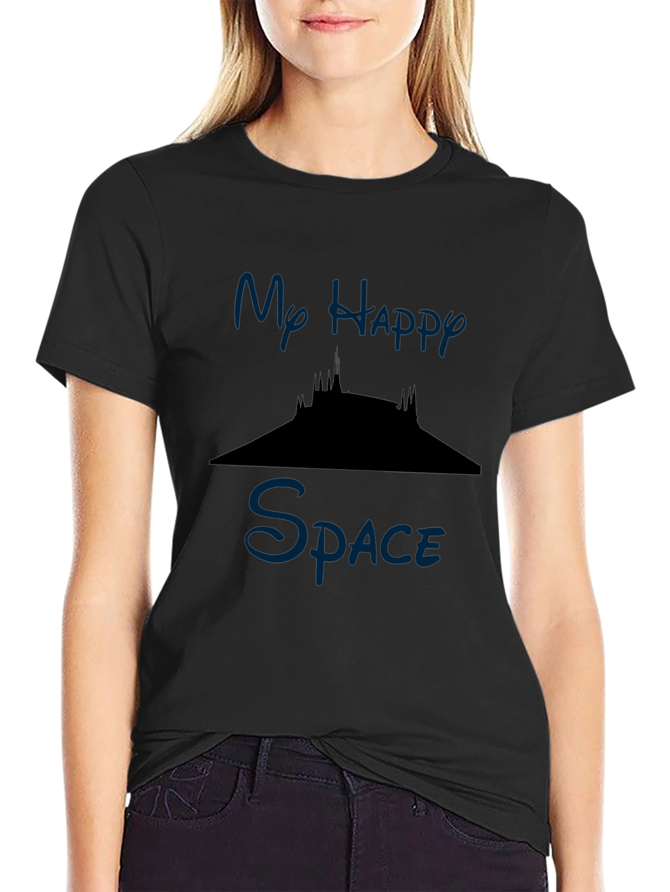 Camiseta Hombre Negra Mi Espacio Feliz