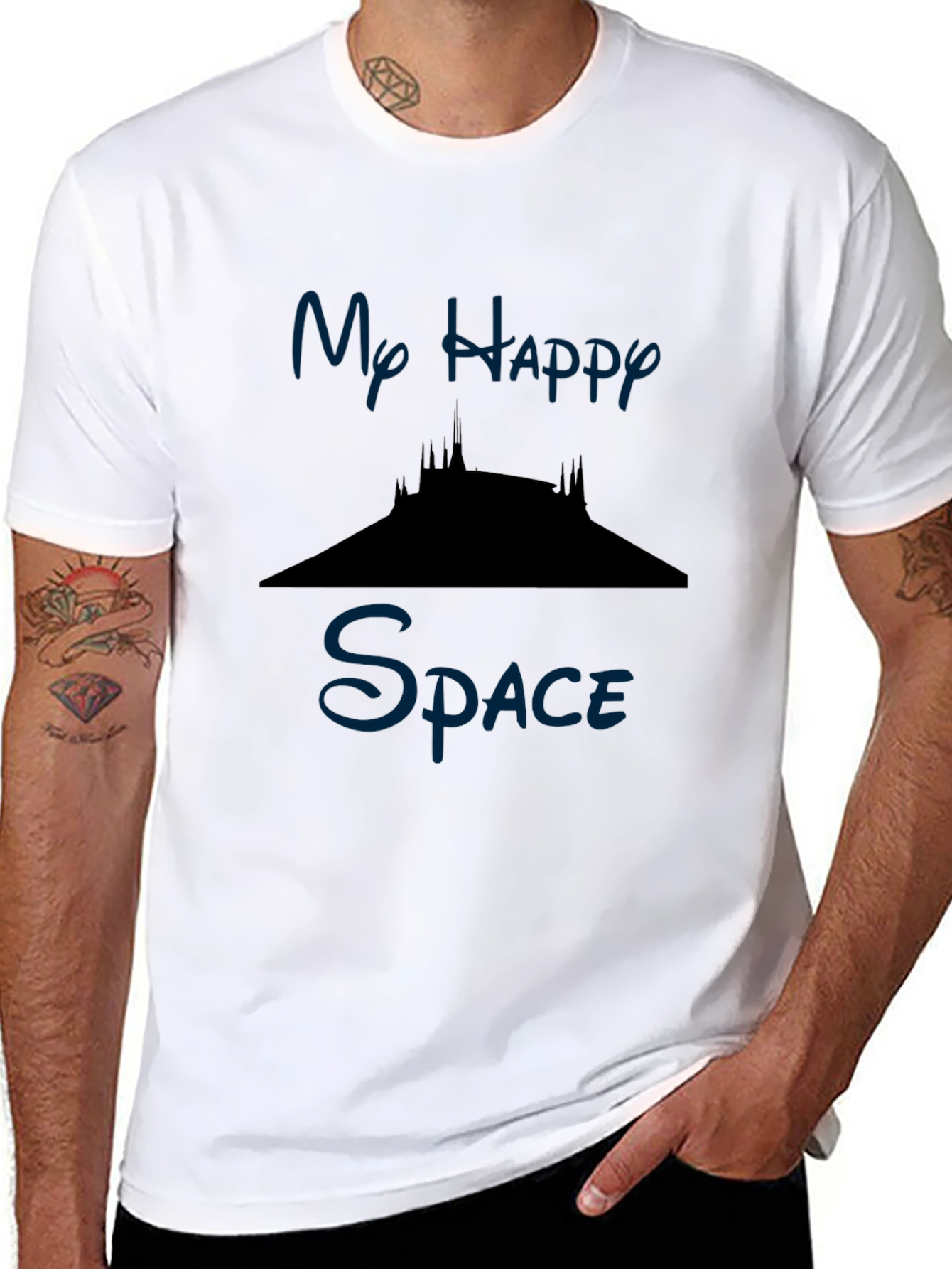 Camiseta Hombre Negra Mi Espacio Feliz