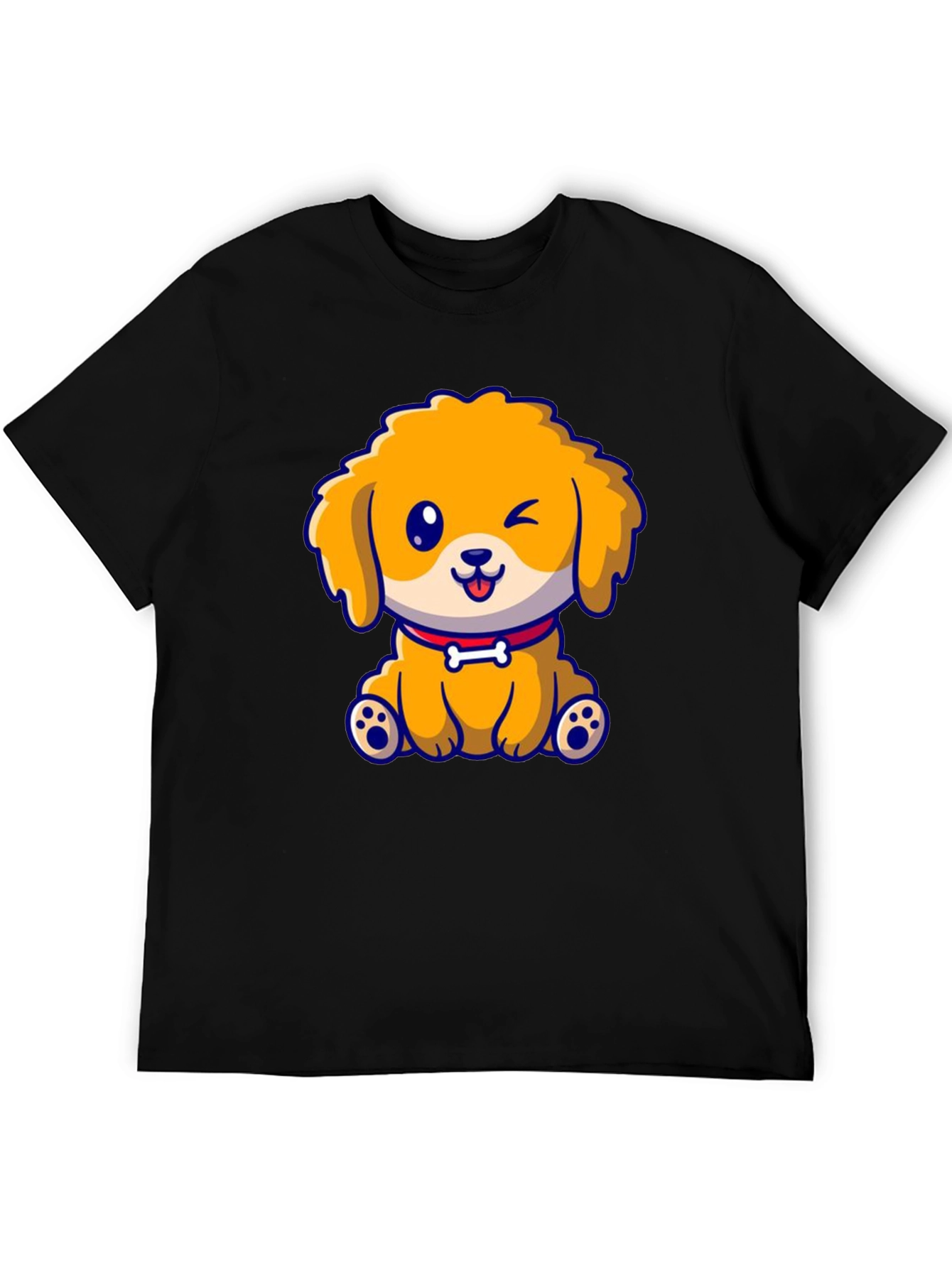 Camiseta Negra con Diseño de Cachorro Adorable