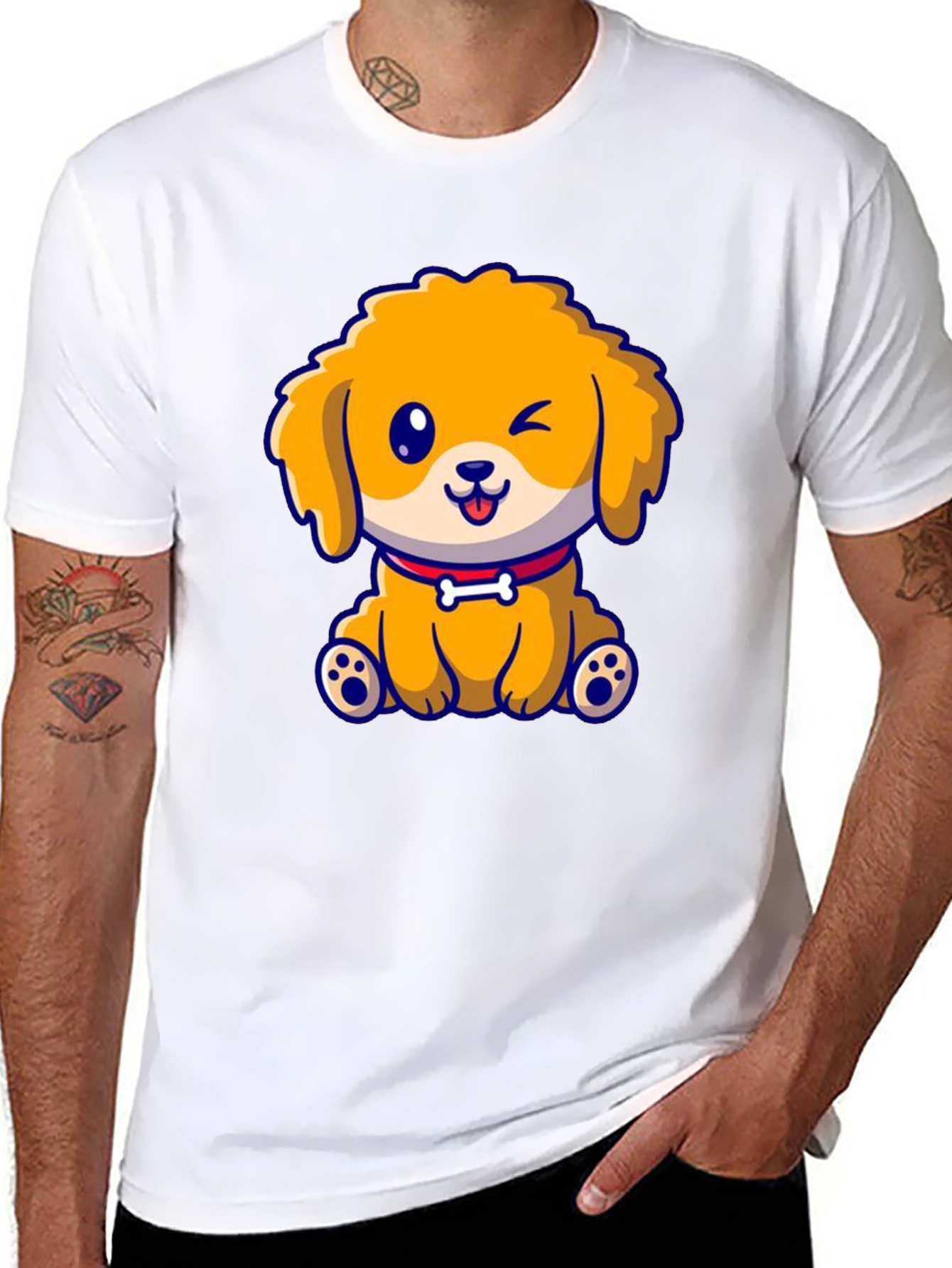 Camiseta Negra con Diseño de Cachorro Adorable