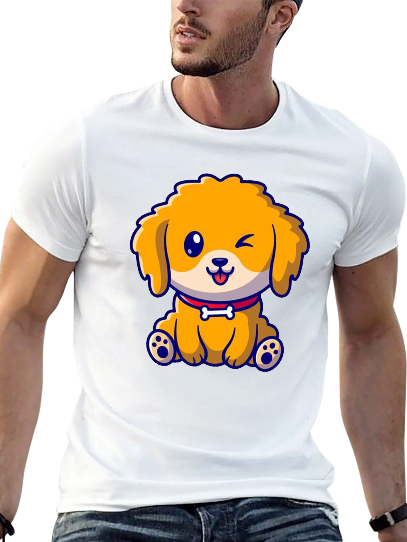 Camiseta Negra con Diseño de Cachorro Adorable