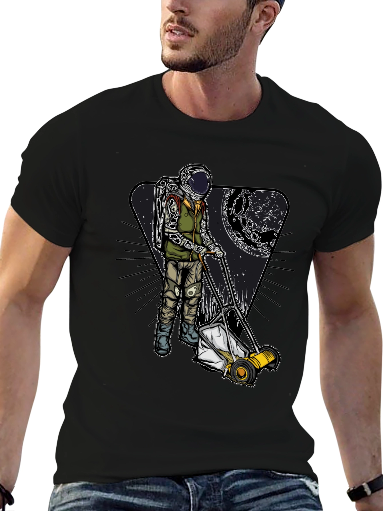 Camiseta Negra: Astronauta Jardinero Lunar