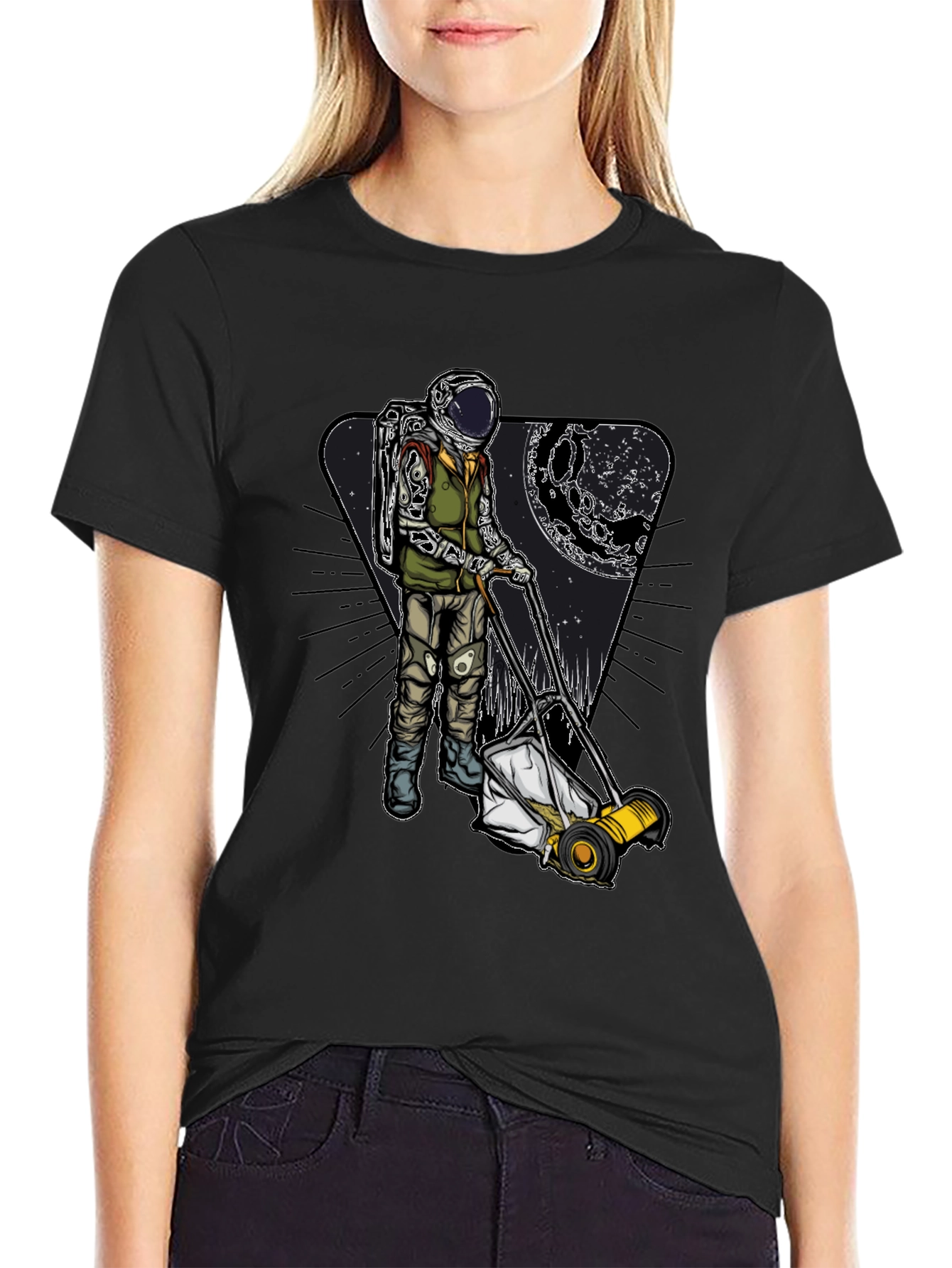 Camiseta Negra: Astronauta Jardinero Lunar