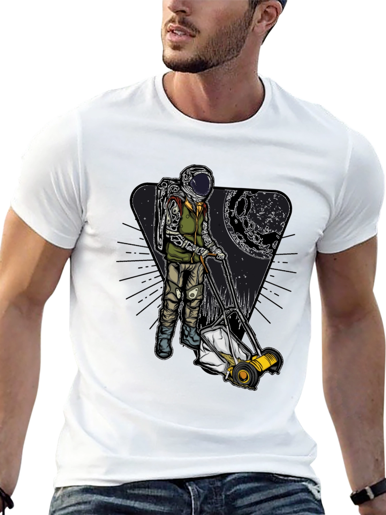 Camiseta Negra: Astronauta Jardinero Lunar