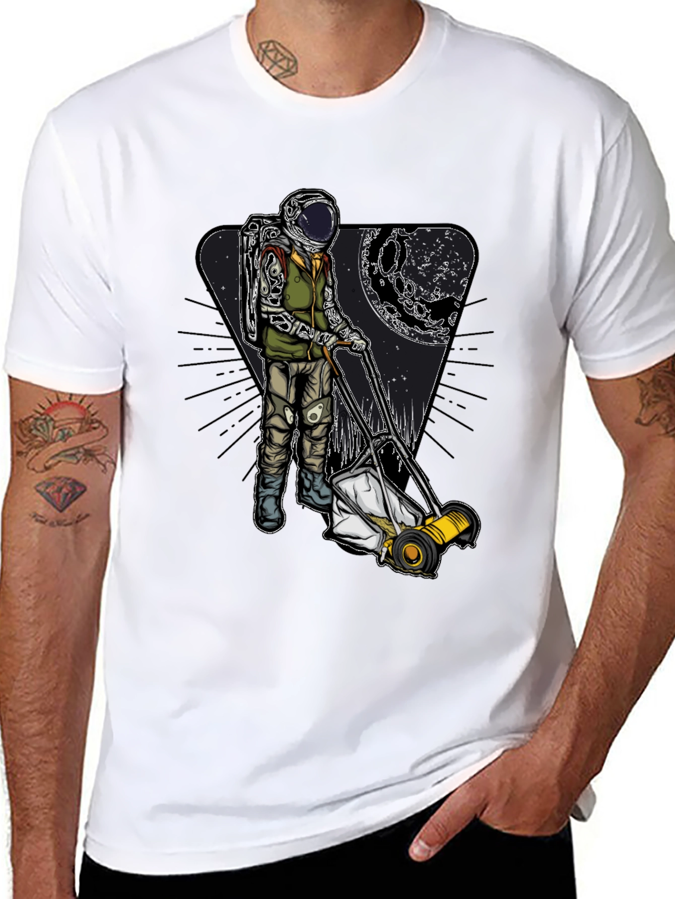 Camiseta Negra: Astronauta Jardinero Lunar