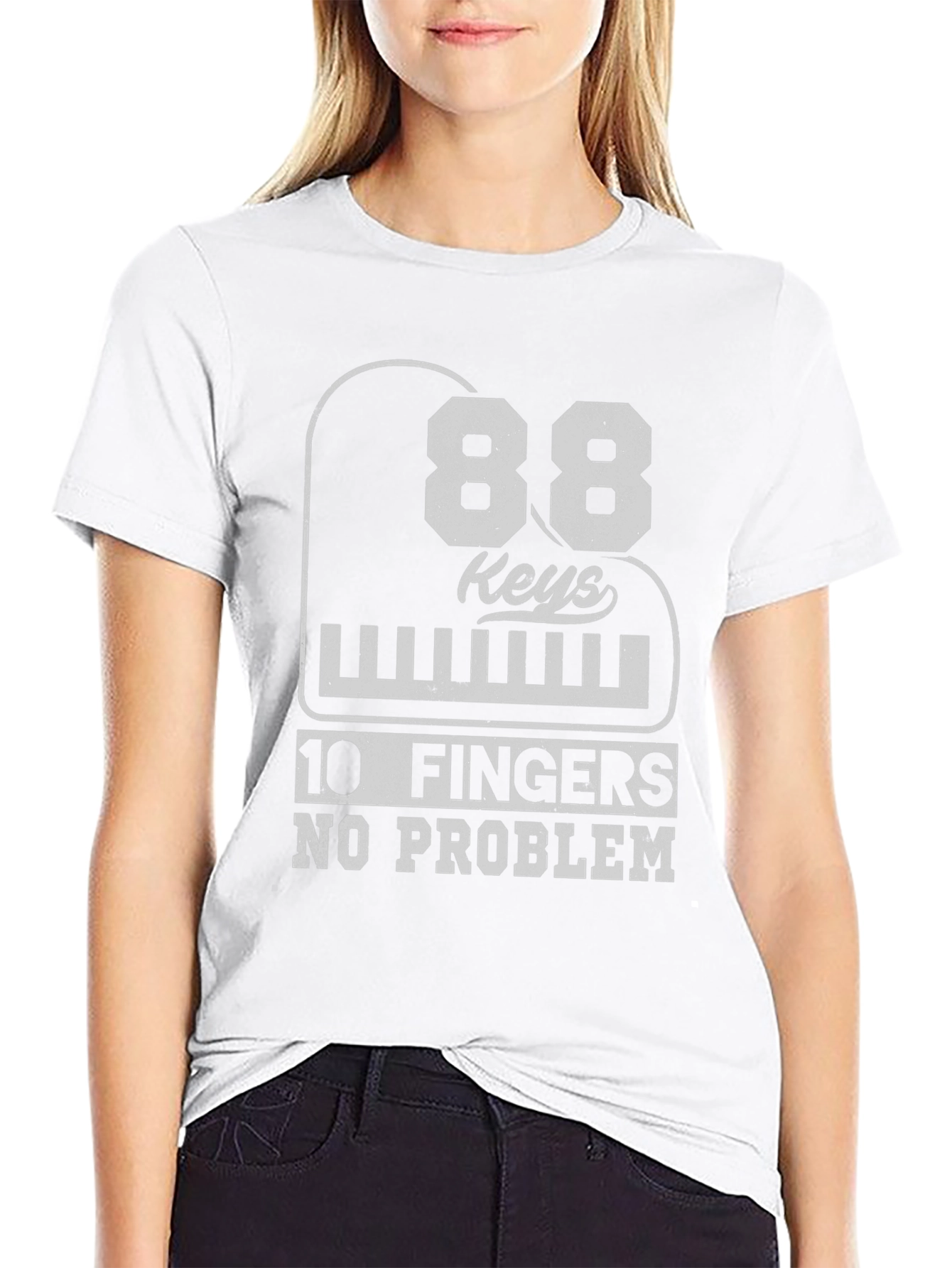 Camiseta Negra: 88 Teclas 10 Dedos ¡Sin Problema!