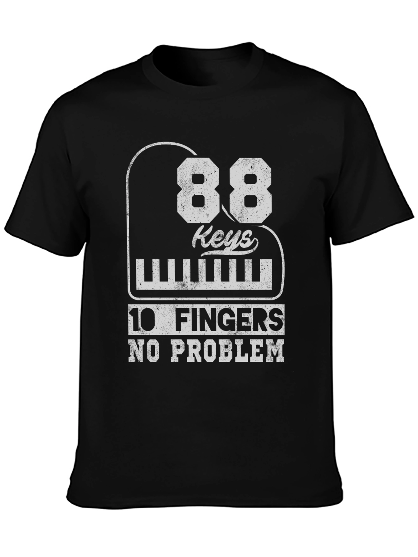 Camiseta Negra: 88 Teclas 10 Dedos ¡Sin Problema!