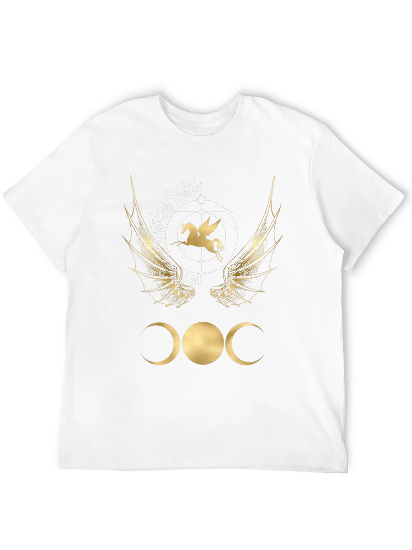 Camiseta Negra con Diseño Místico Dorado