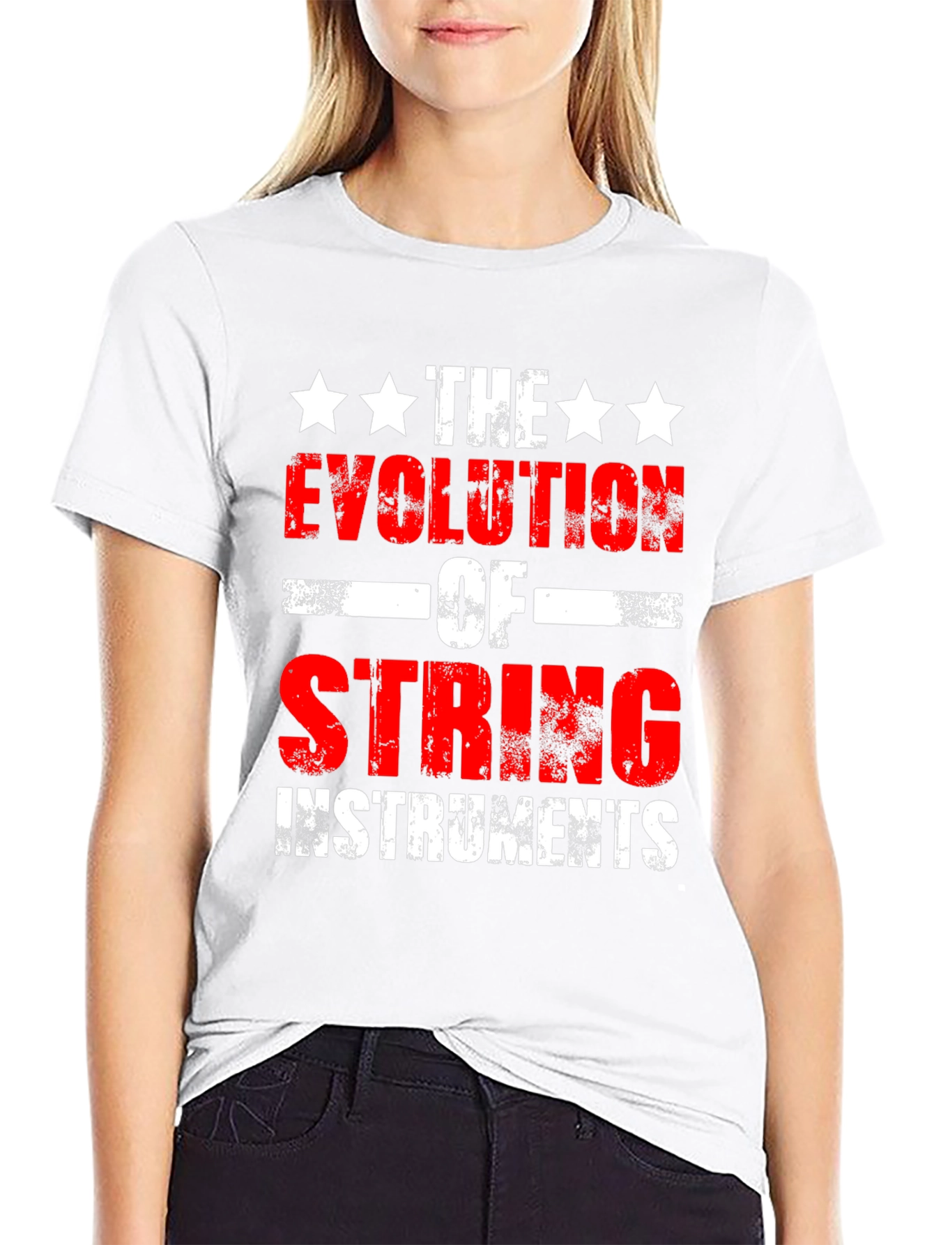 Camiseta Negra Evolución de Instrumentos de Cuerda