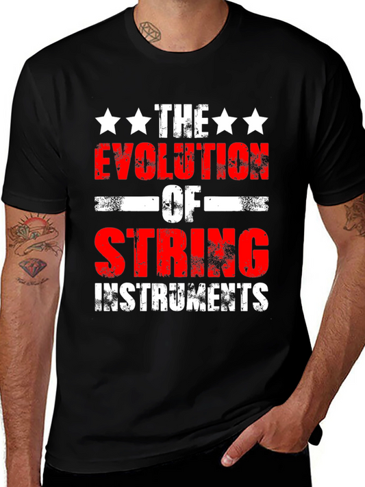 Camiseta Negra Evolución de Instrumentos de Cuerda