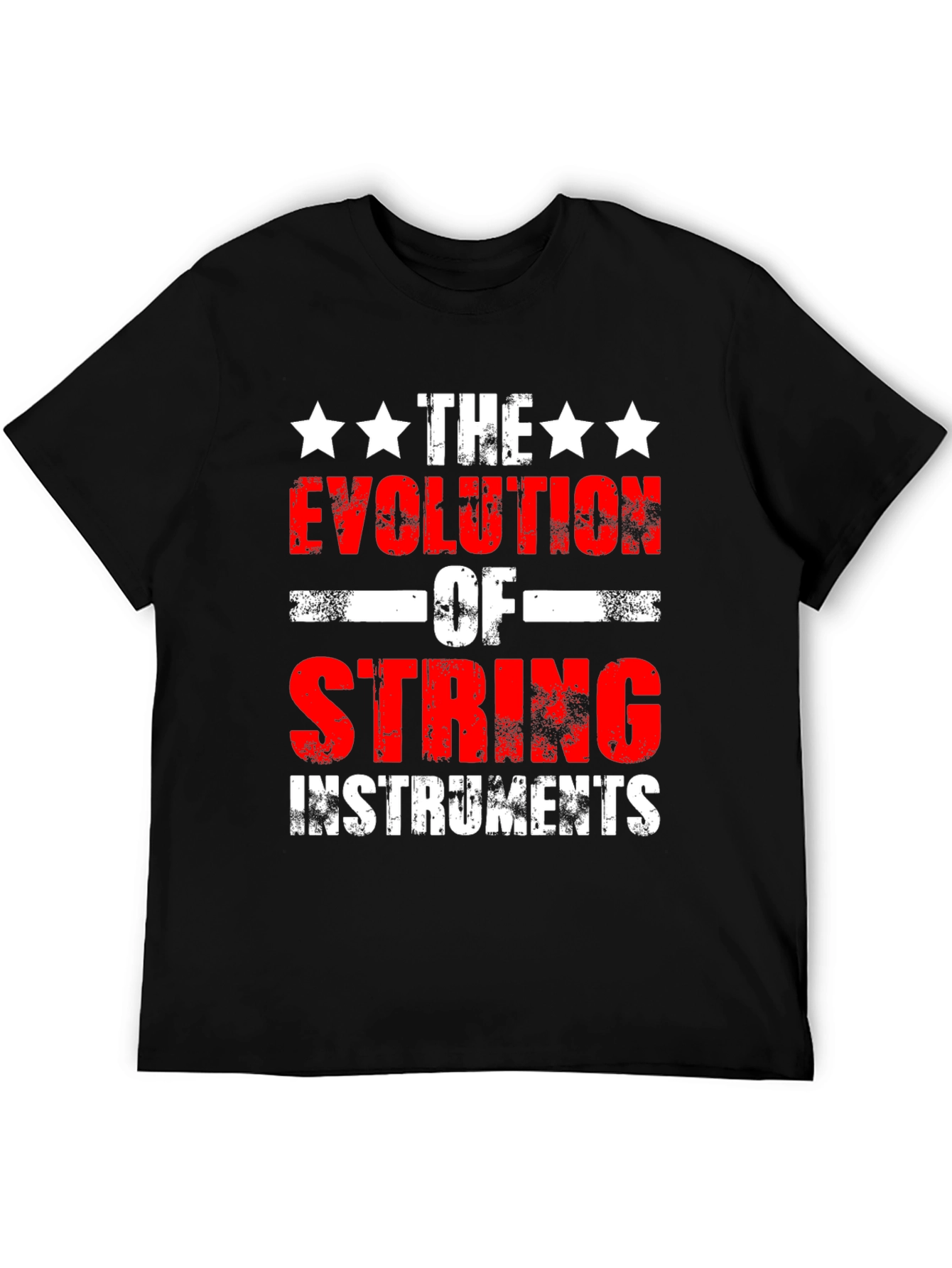 Camiseta Negra Evolución de Instrumentos de Cuerda