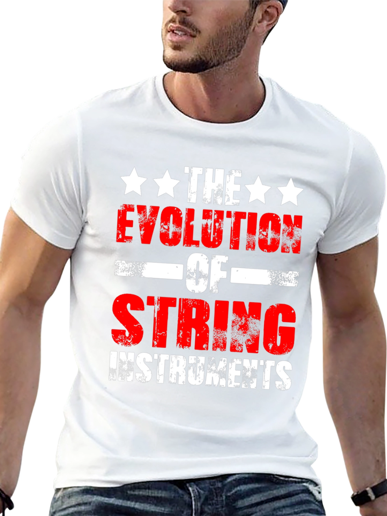 Camiseta Negra Evolución de Instrumentos de Cuerda