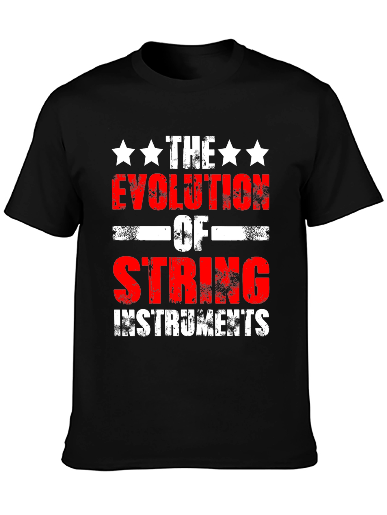 Camiseta Negra Evolución de Instrumentos de Cuerda