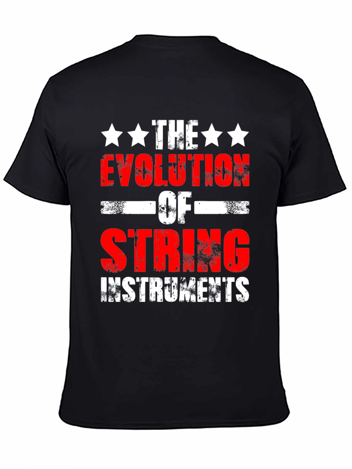 Camiseta Negra Evolución de Instrumentos de Cuerda