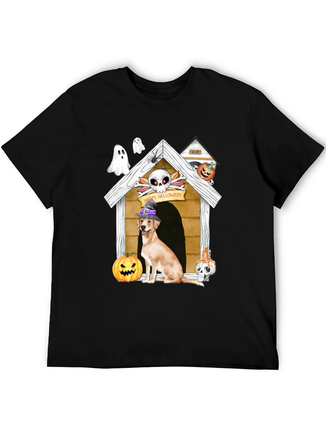 Camiseta Halloween Perro en Caseta Embrujada