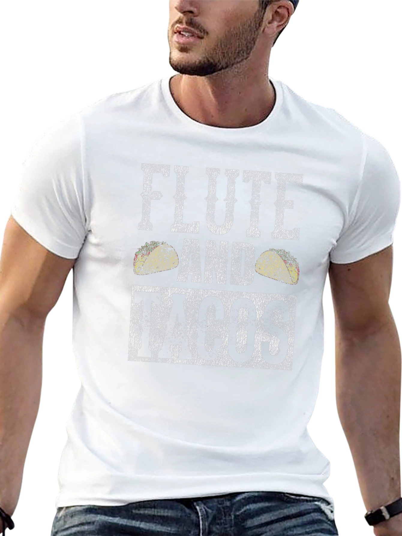 Camiseta Negra: Flauta y Tacos - Diseño Divertido