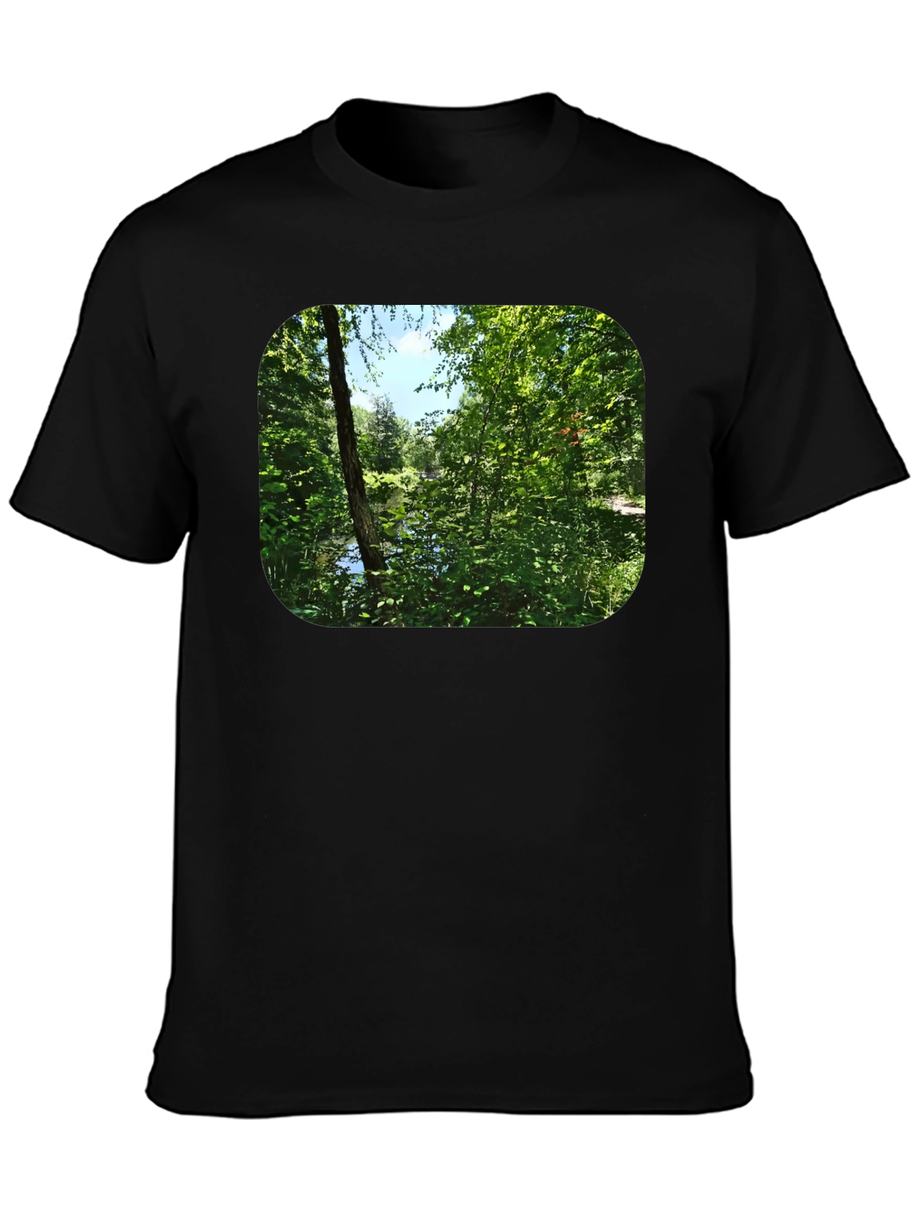 Camiseta Negra con Diseño de Naturaleza