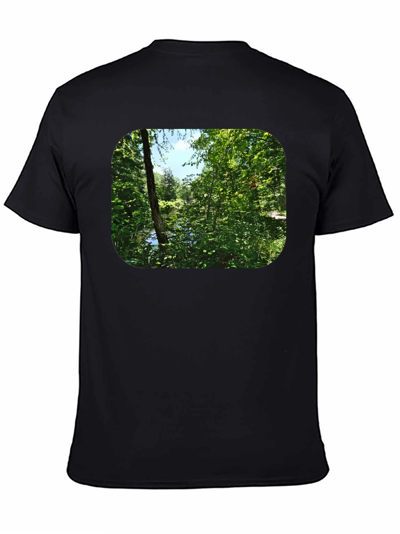 Camiseta Negra con Diseño de Naturaleza