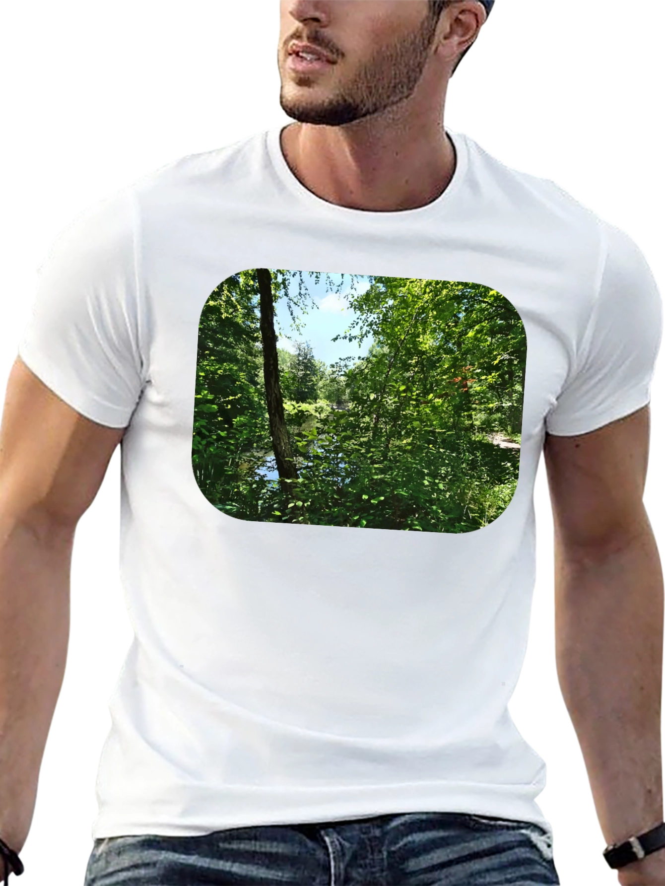 Camiseta Negra con Diseño de Naturaleza