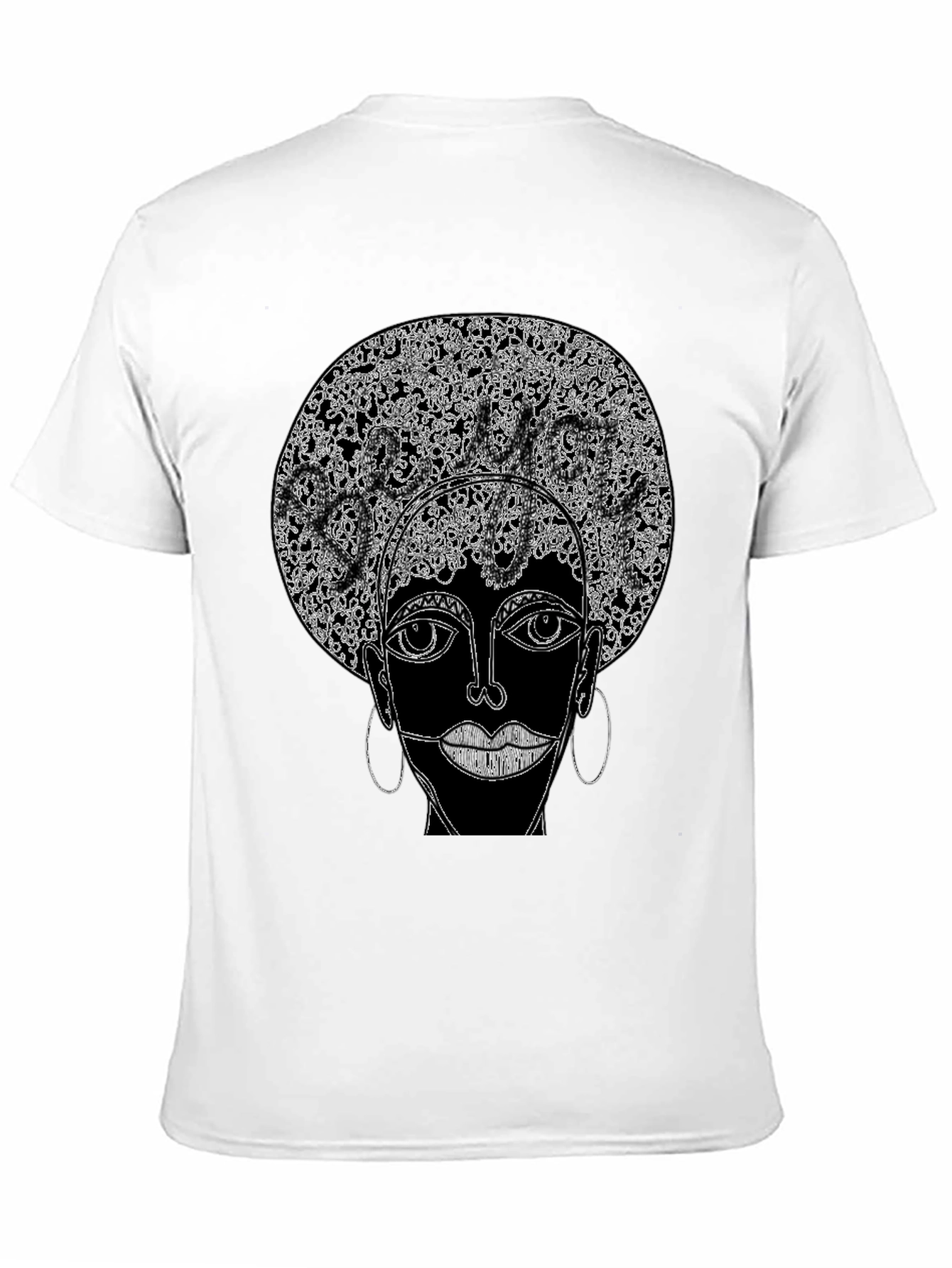 Camiseta Negra con Diseño Abstracto Afro