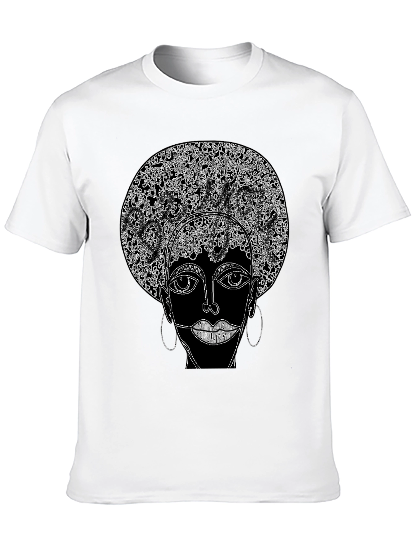 Camiseta Negra con Diseño Abstracto Afro