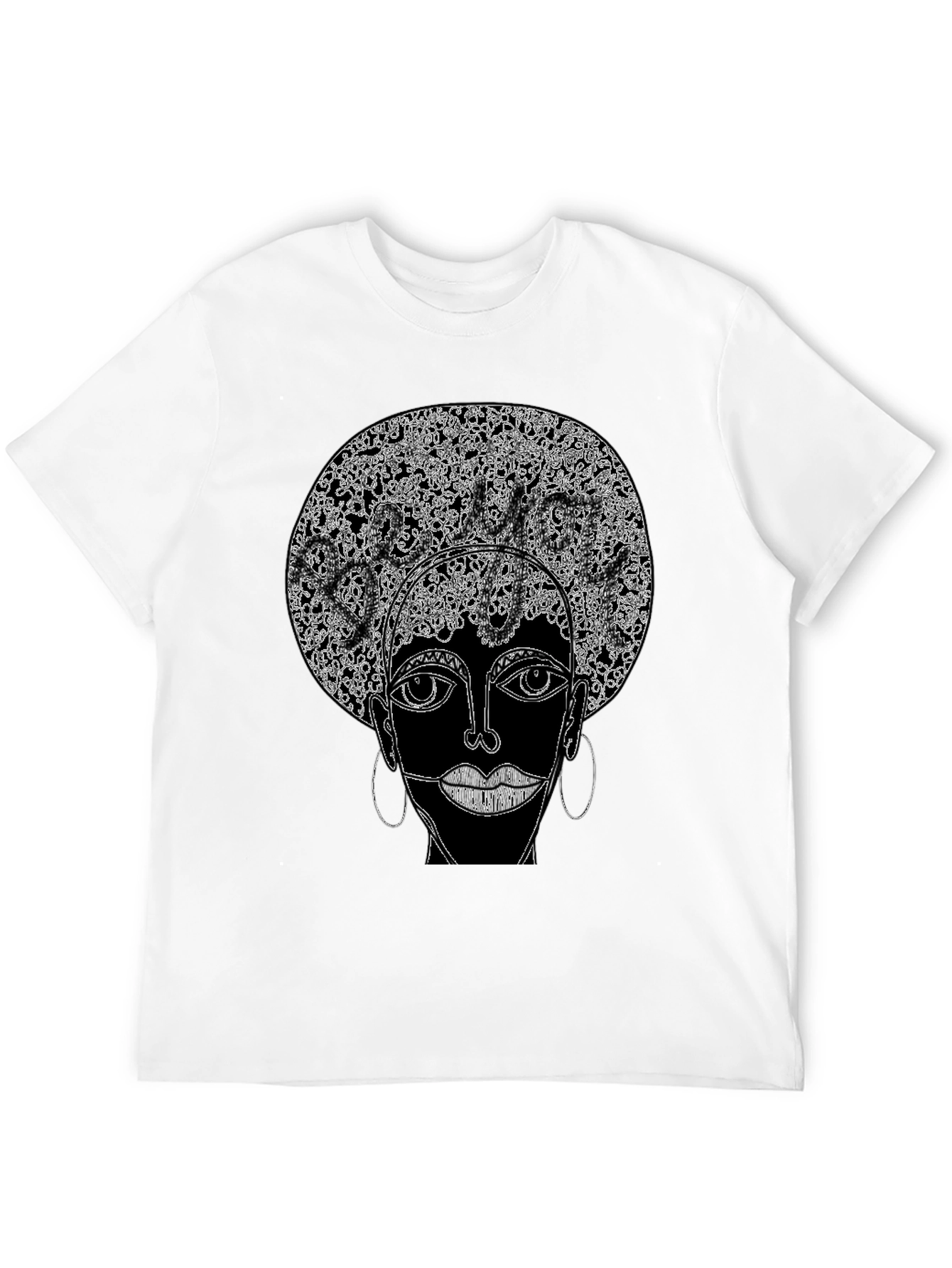 Camiseta Negra con Diseño Abstracto Afro