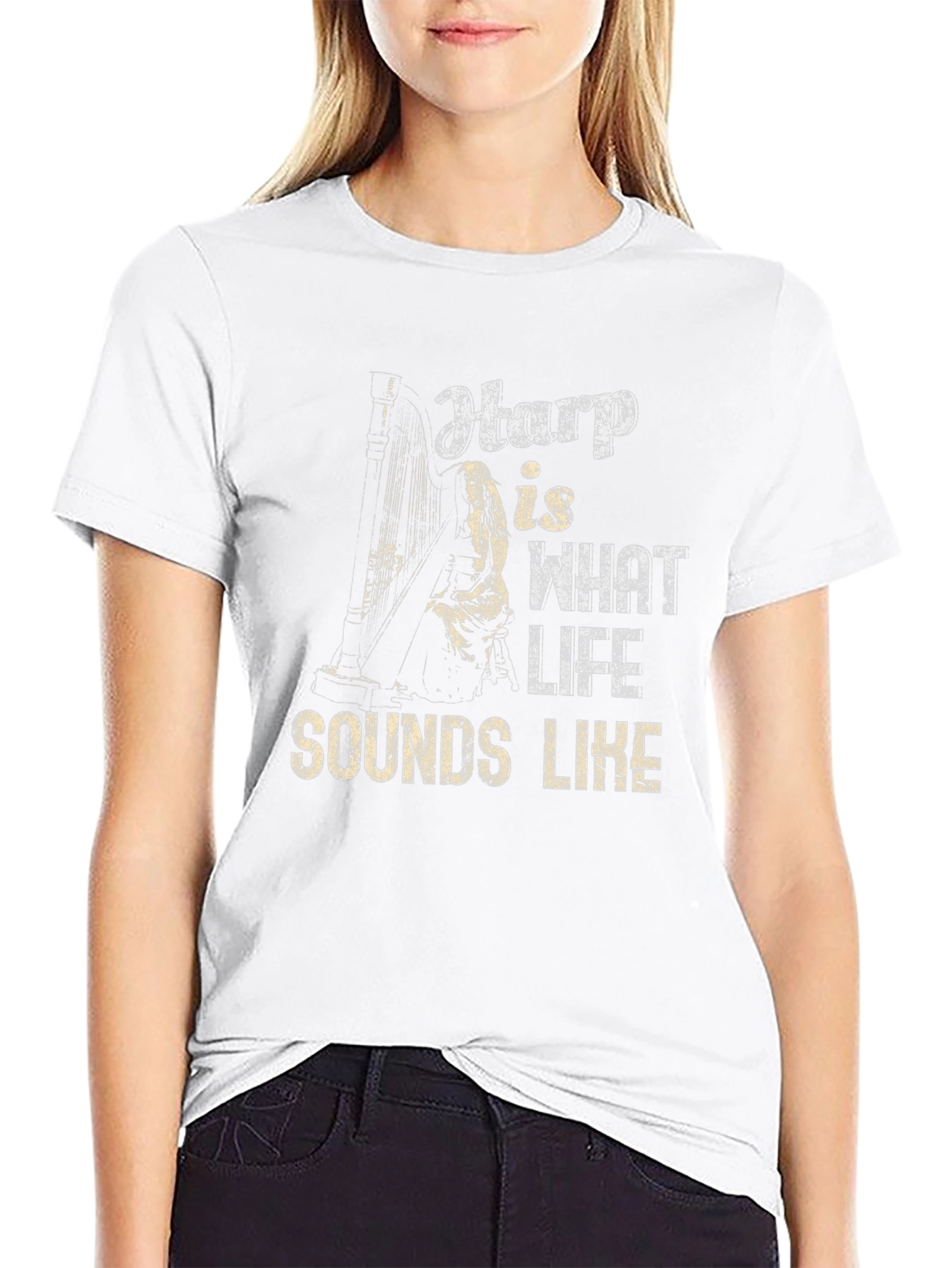 Camiseta Negra Harp is What Life Sounds Like