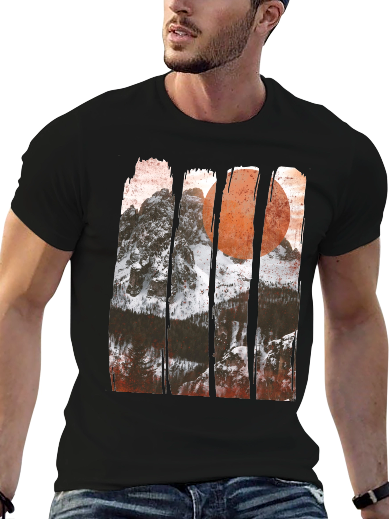 Camiseta Gráfica Montaña y Sol