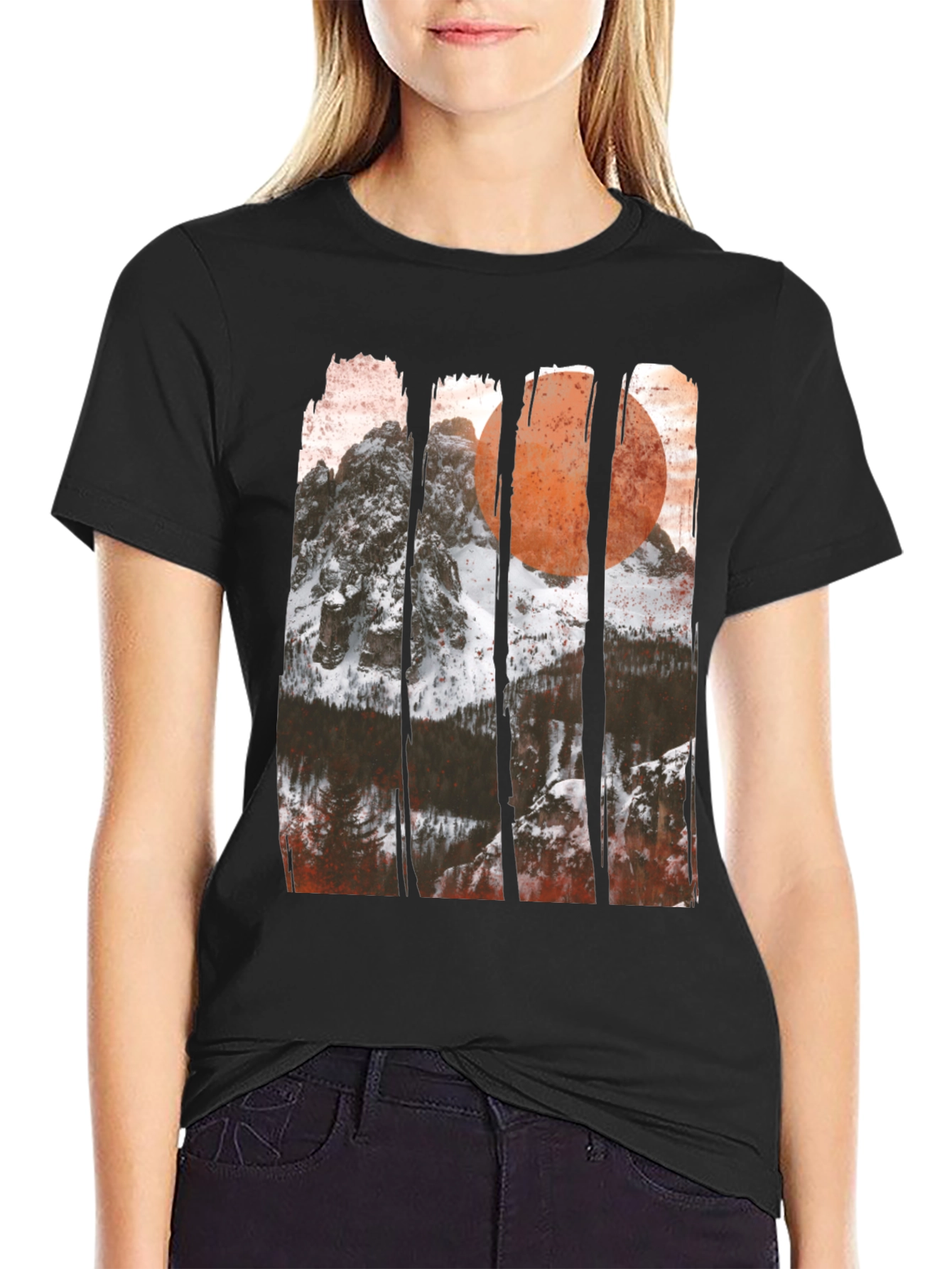 Camiseta Gráfica Montaña y Sol