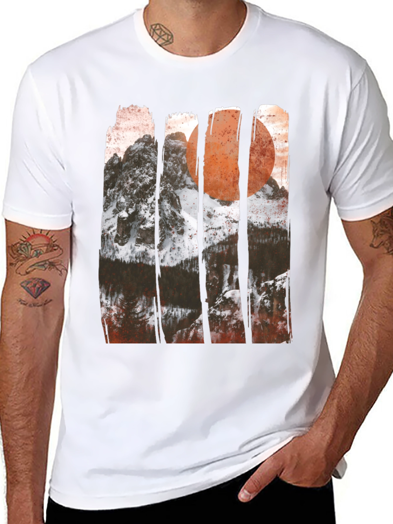 Camiseta Gráfica Montaña y Sol
