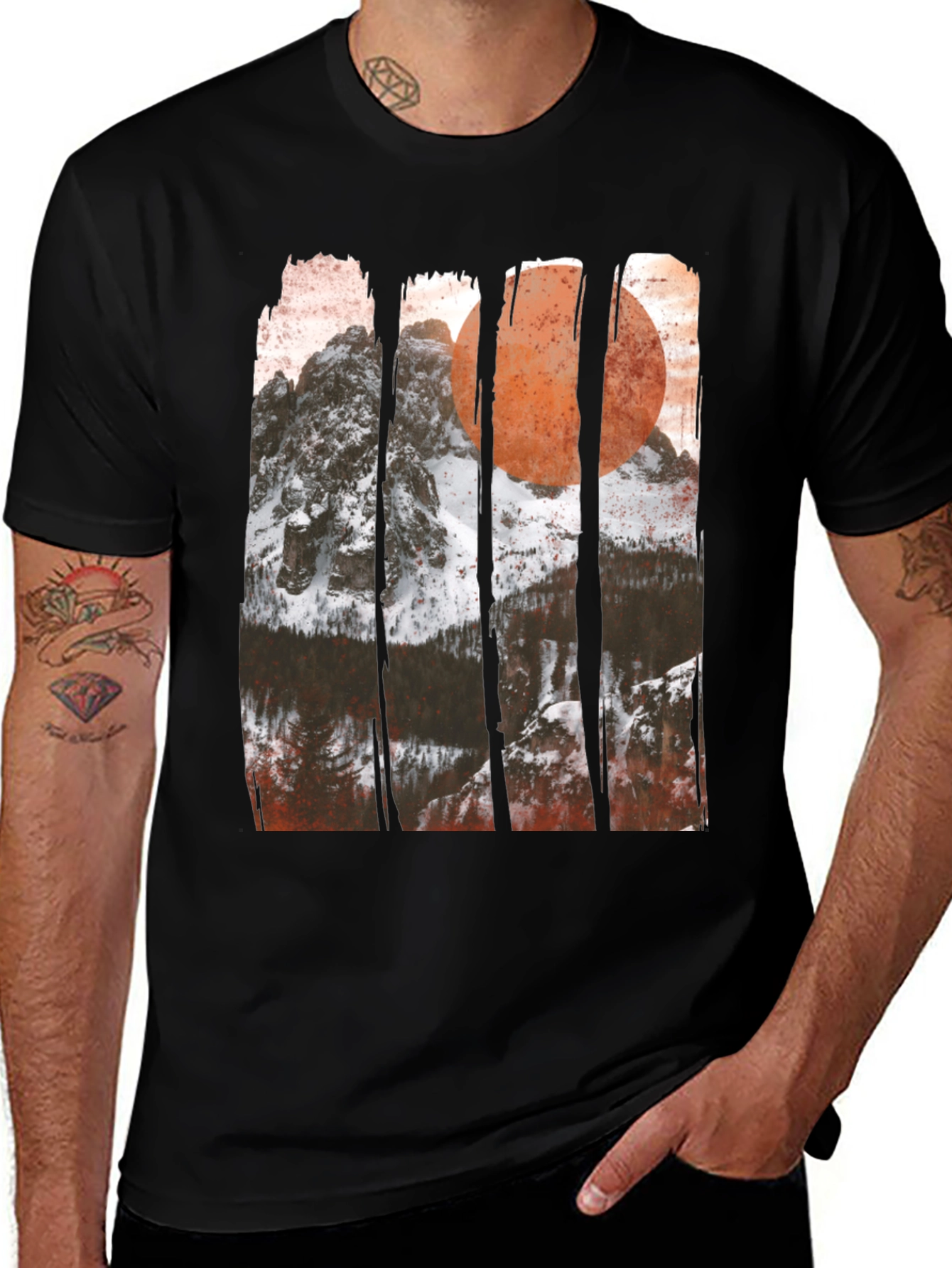 Camiseta Gráfica Montaña y Sol