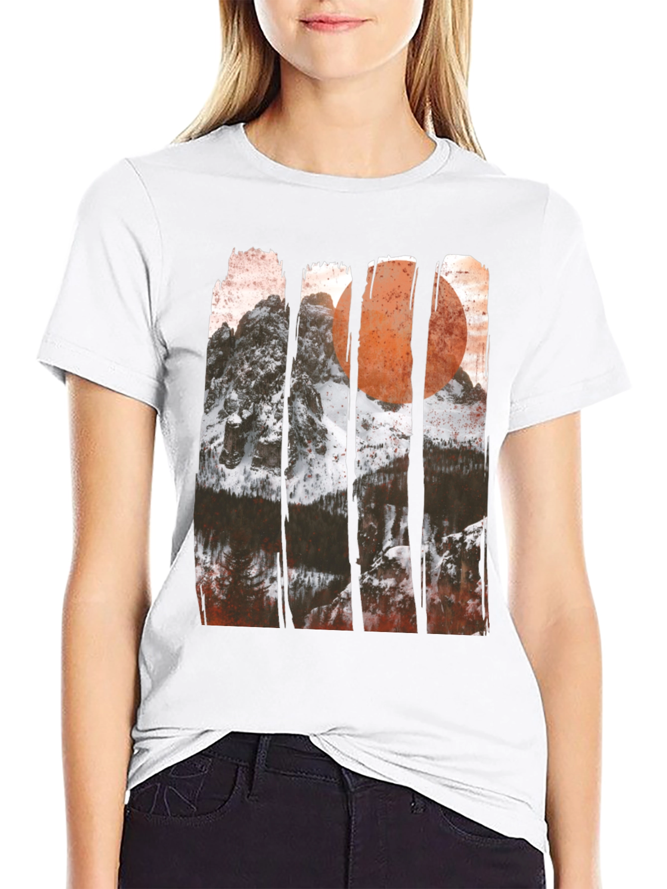 Camiseta Gráfica Montaña y Sol