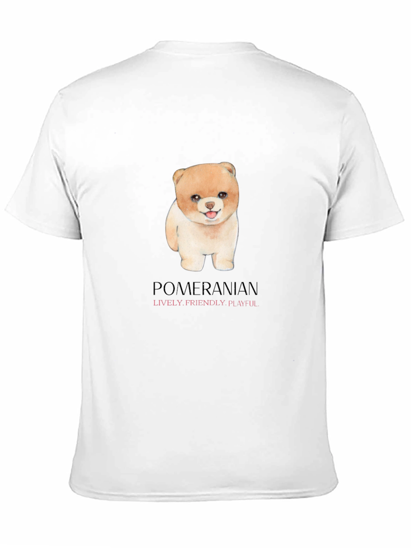 Camiseta Negra con Diseño de Pomerania Adorable