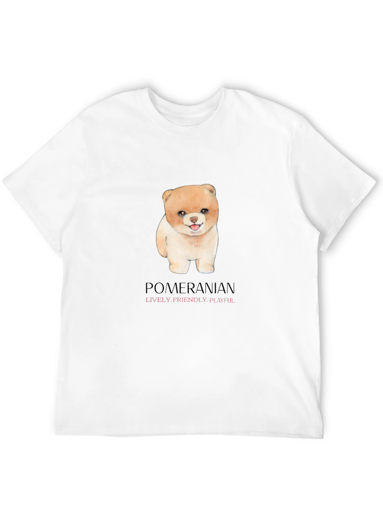 Camiseta Negra con Diseño de Pomerania Adorable