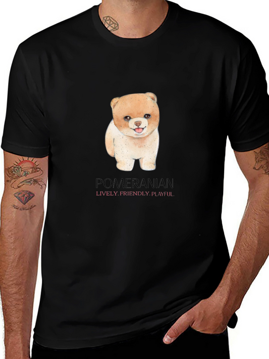 Camiseta Negra con Diseño de Pomerania Adorable
