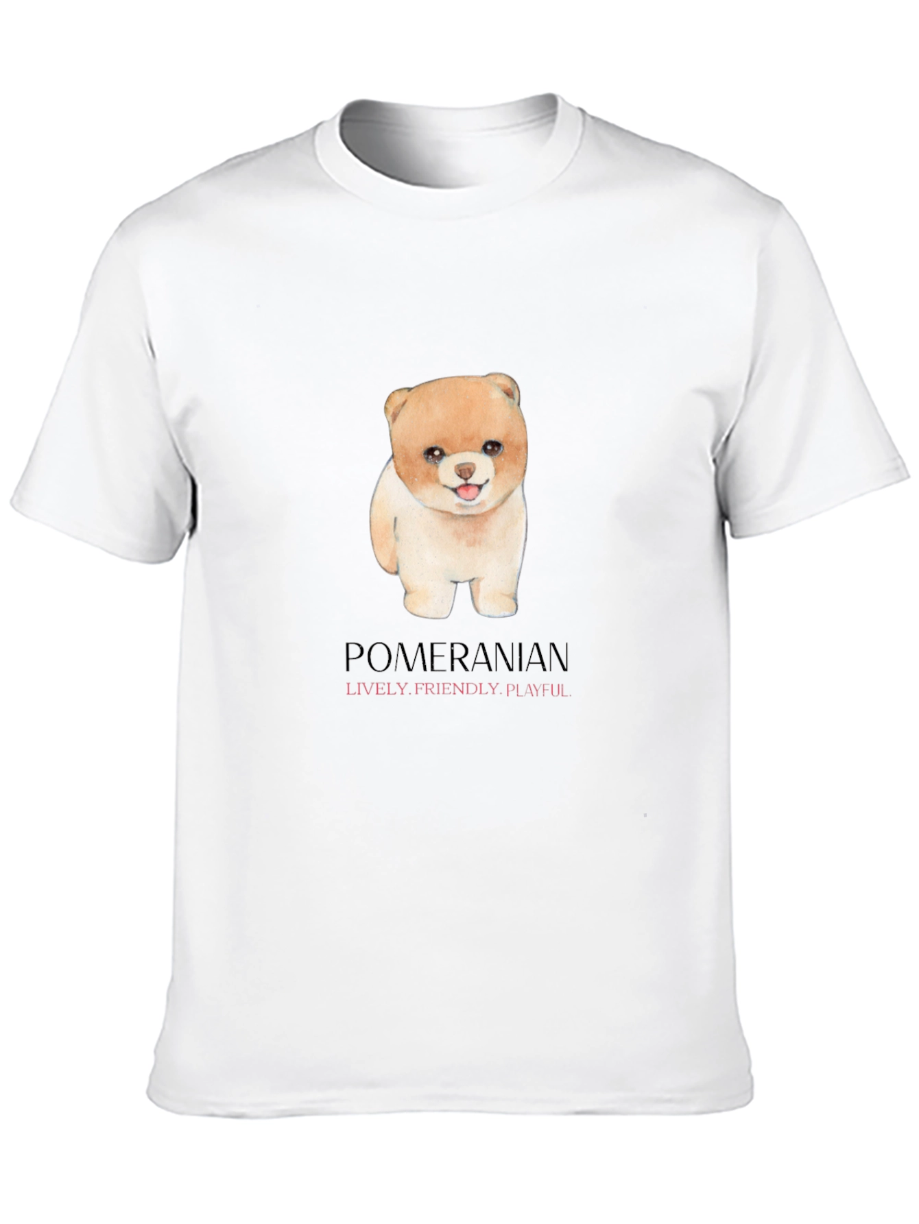 Camiseta Negra con Diseño de Pomerania Adorable