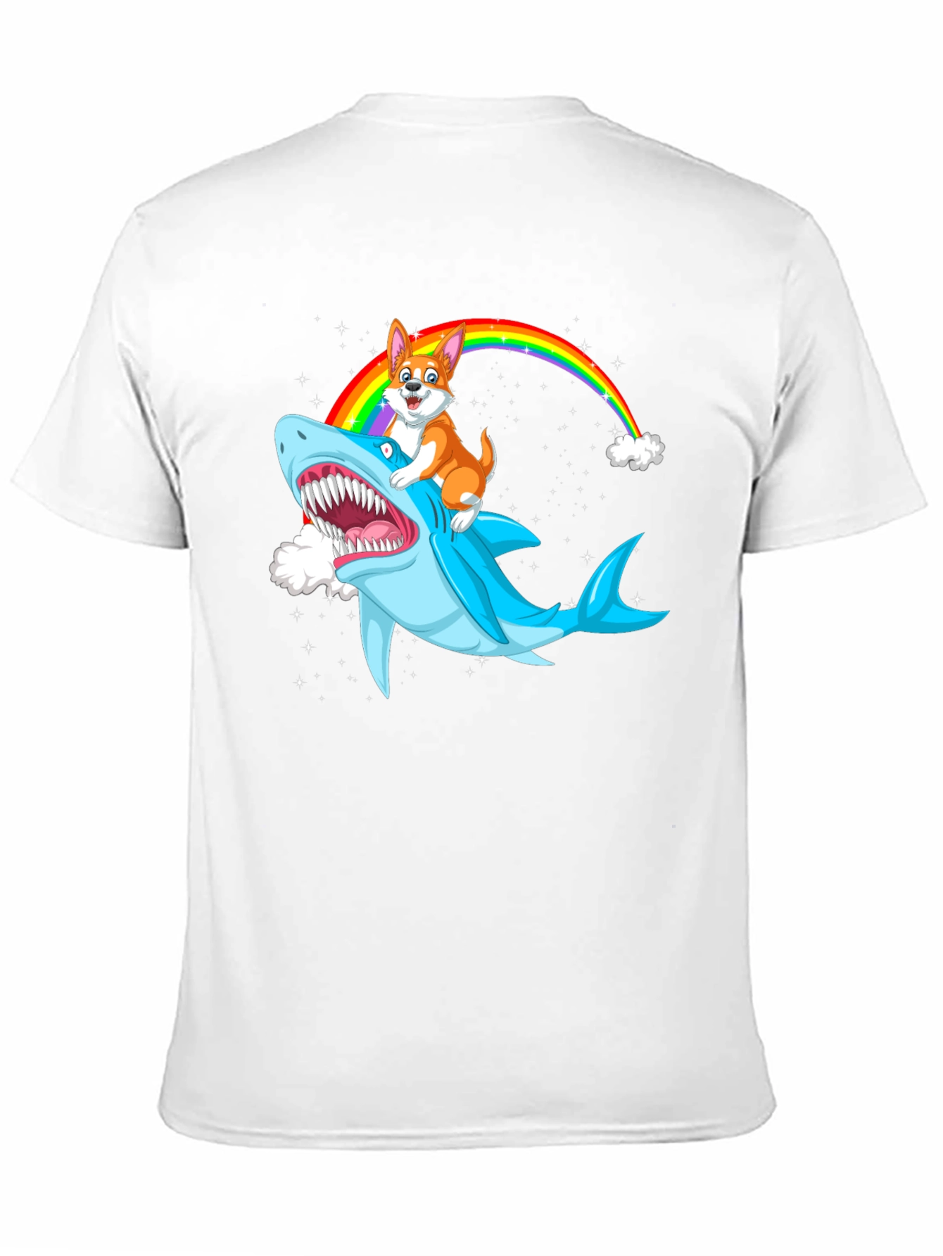 Camiseta Negra con Diseño Divertido de Perro y Tiburón