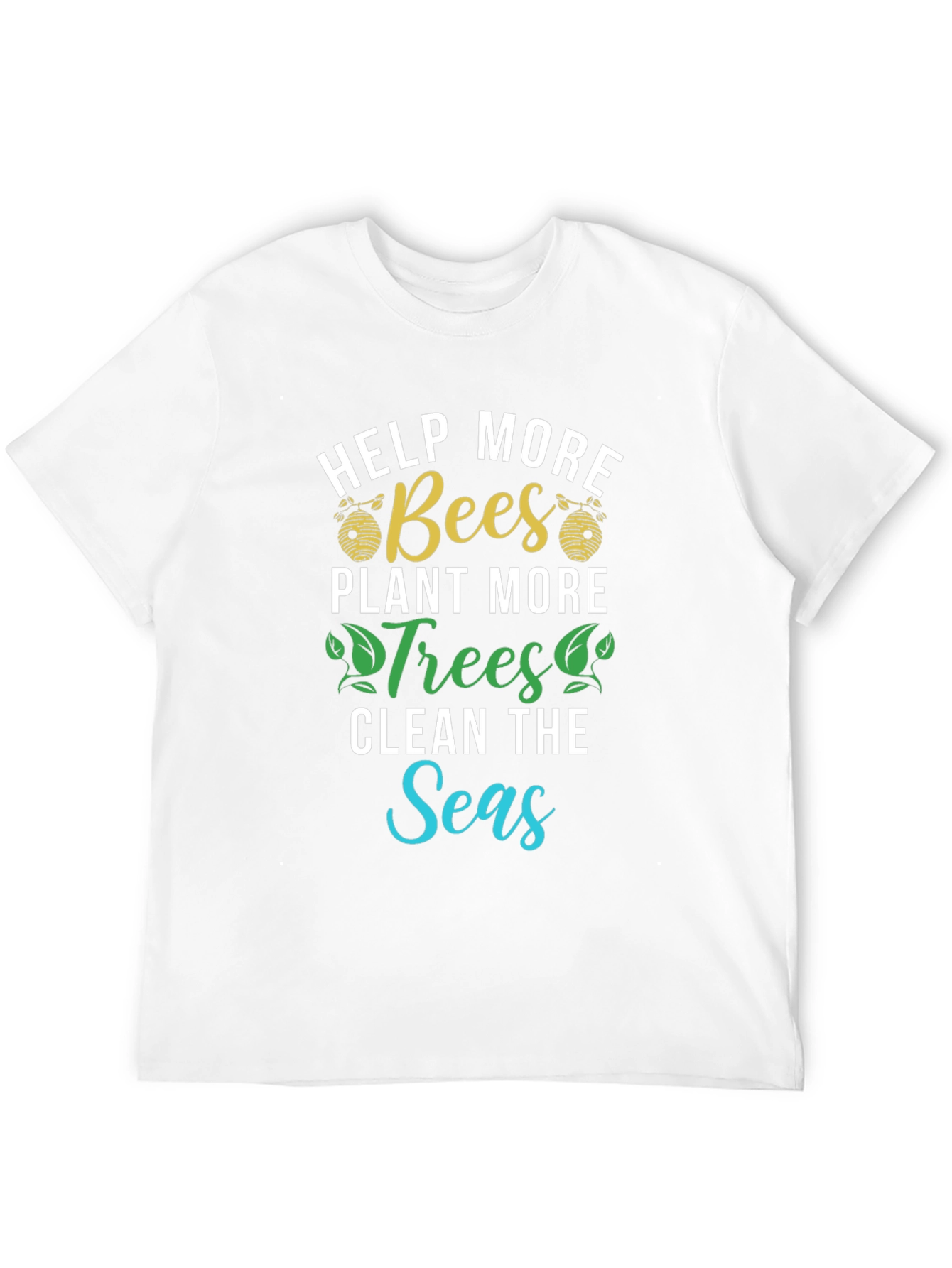 Camiseta Ecológica: Salvar Abejas Plantar Árboles Limpiar Mares
